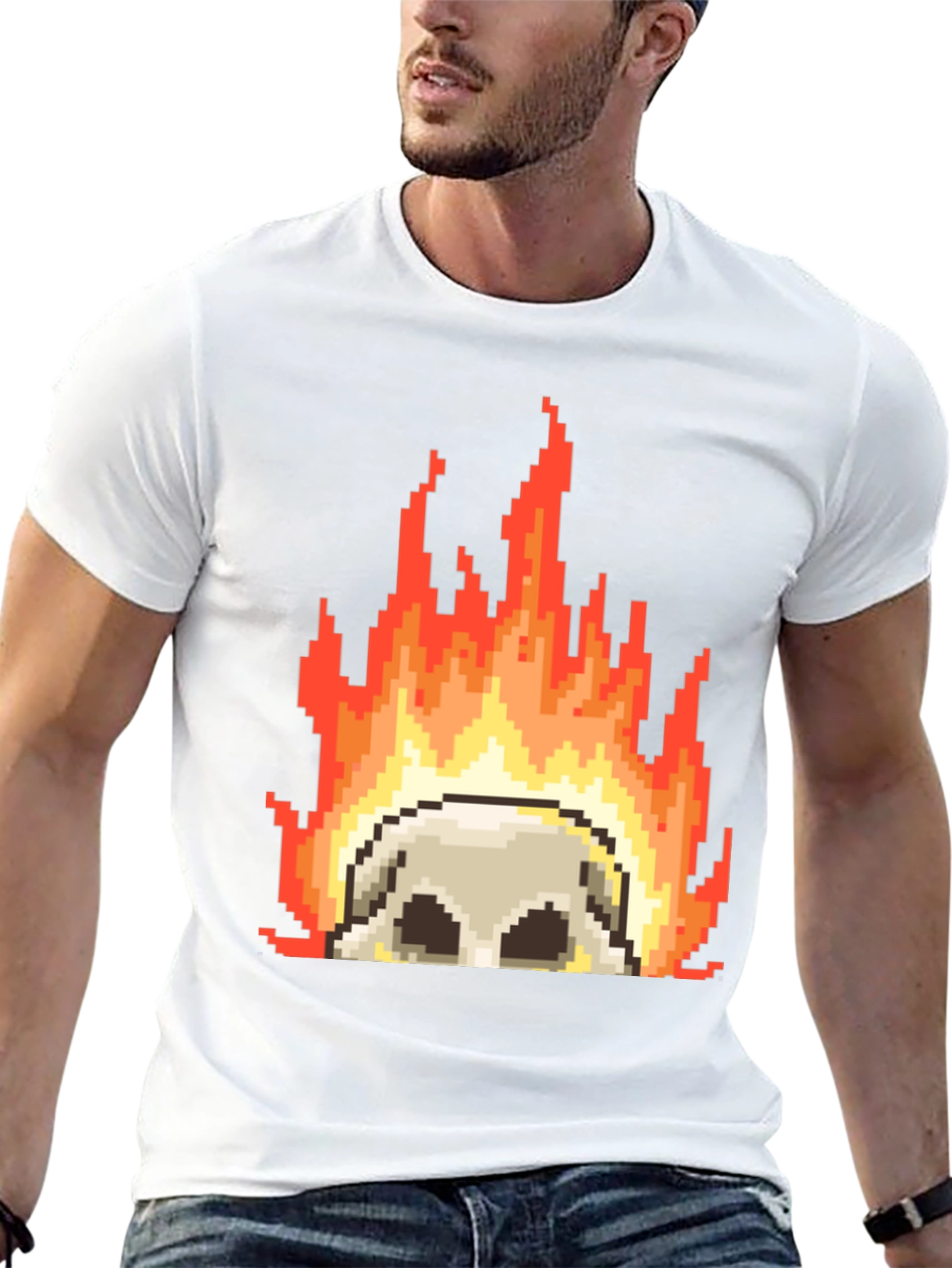 Pixel Art Skull Tee - Retro Gaming Style