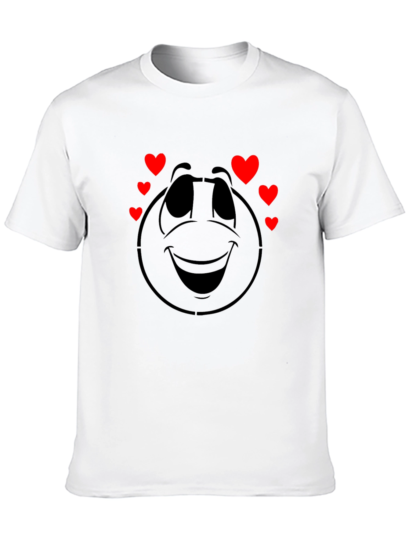 Smiley Face with Hearts Graphic Tee - Black