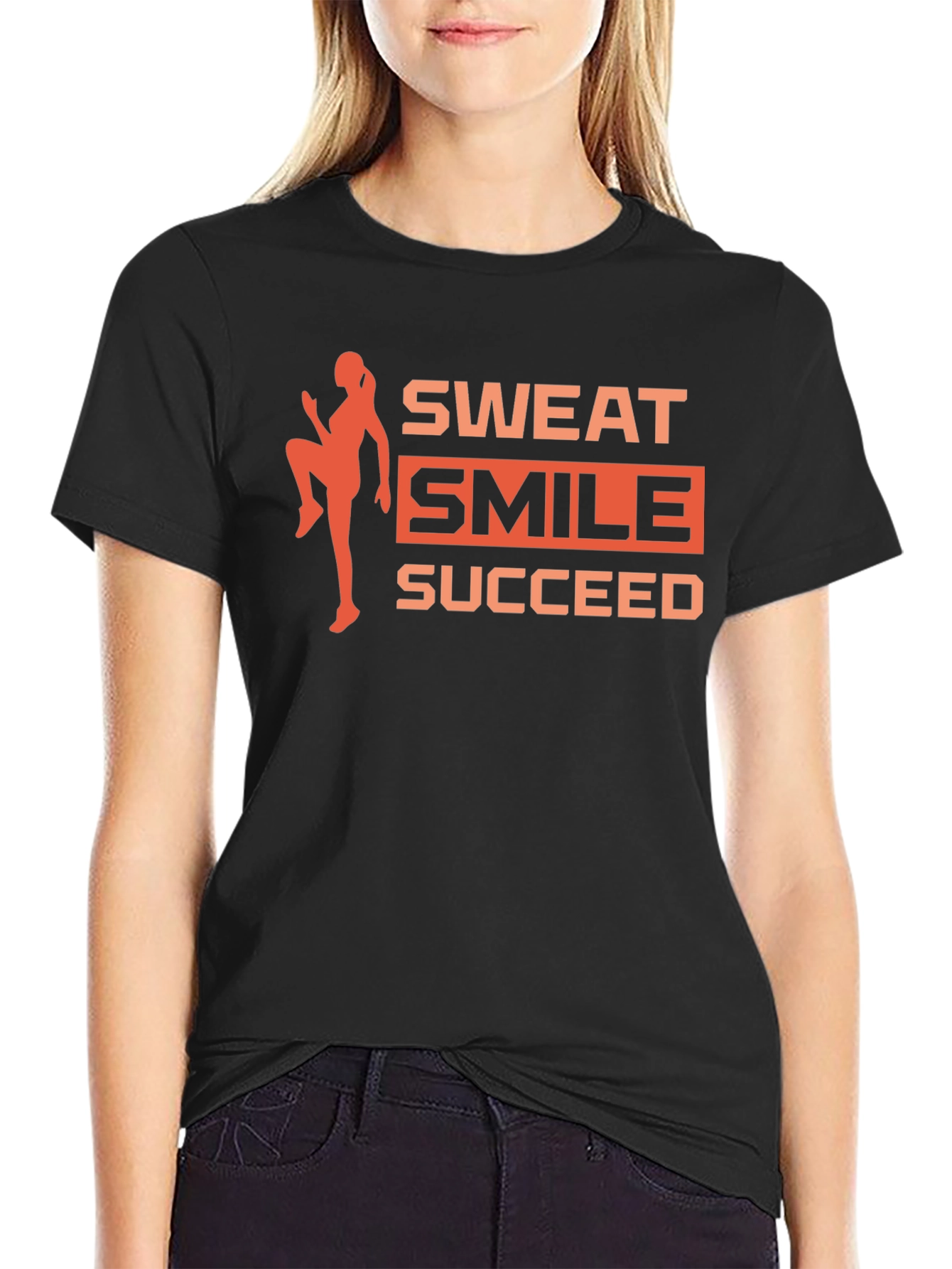 Sweat Smile Succeed Graphic Tee - Black