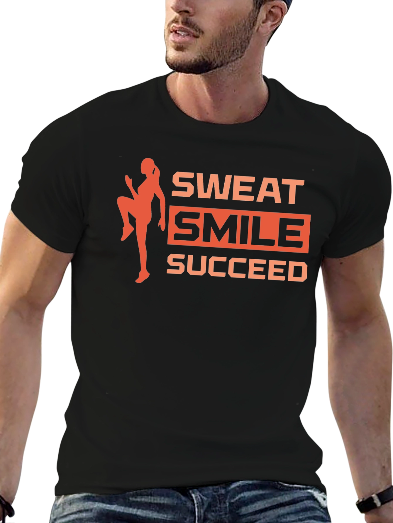 Sweat Smile Succeed Graphic Tee - Black
