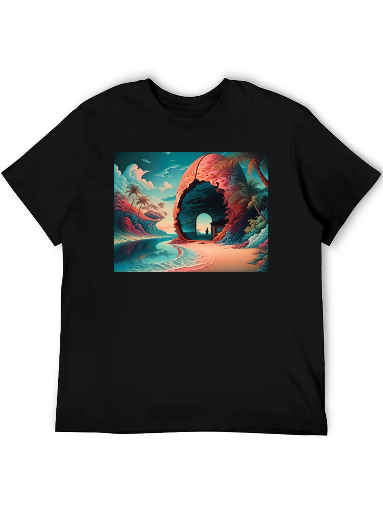 Tropical Dreamscape Black T-Shirt