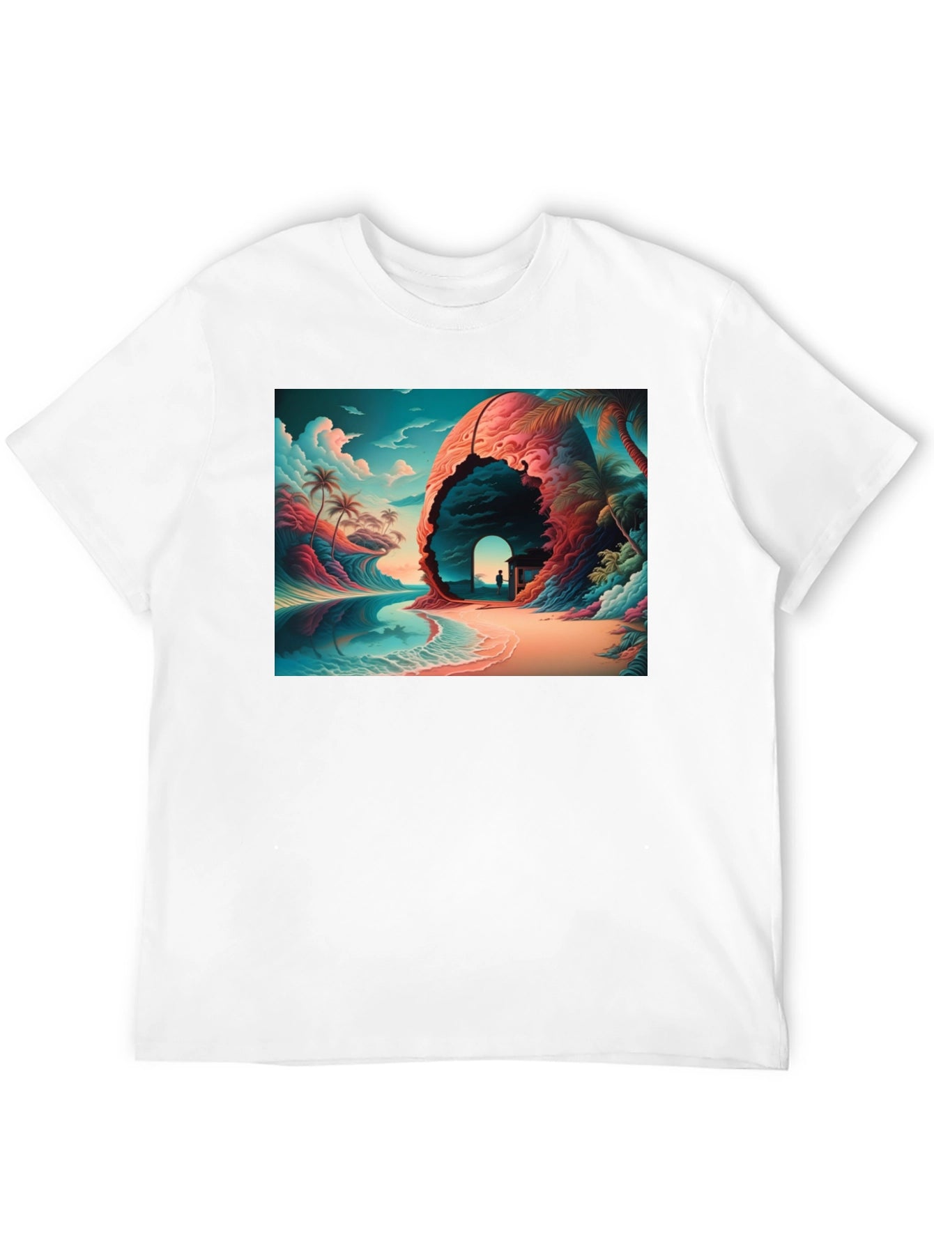 Tropical Dreamscape Black T-Shirt