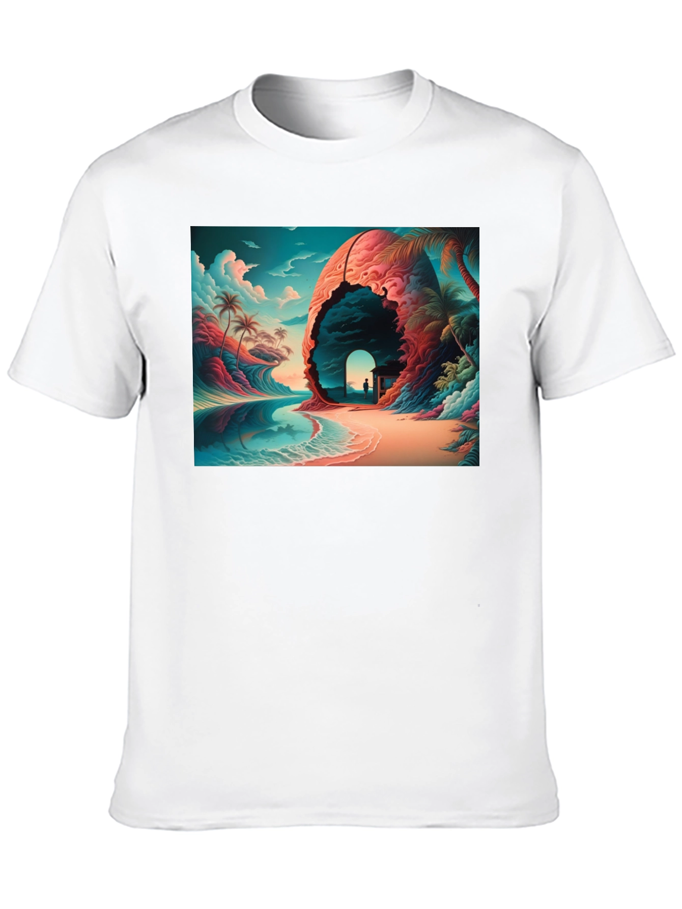 Tropical Dreamscape Black T-Shirt