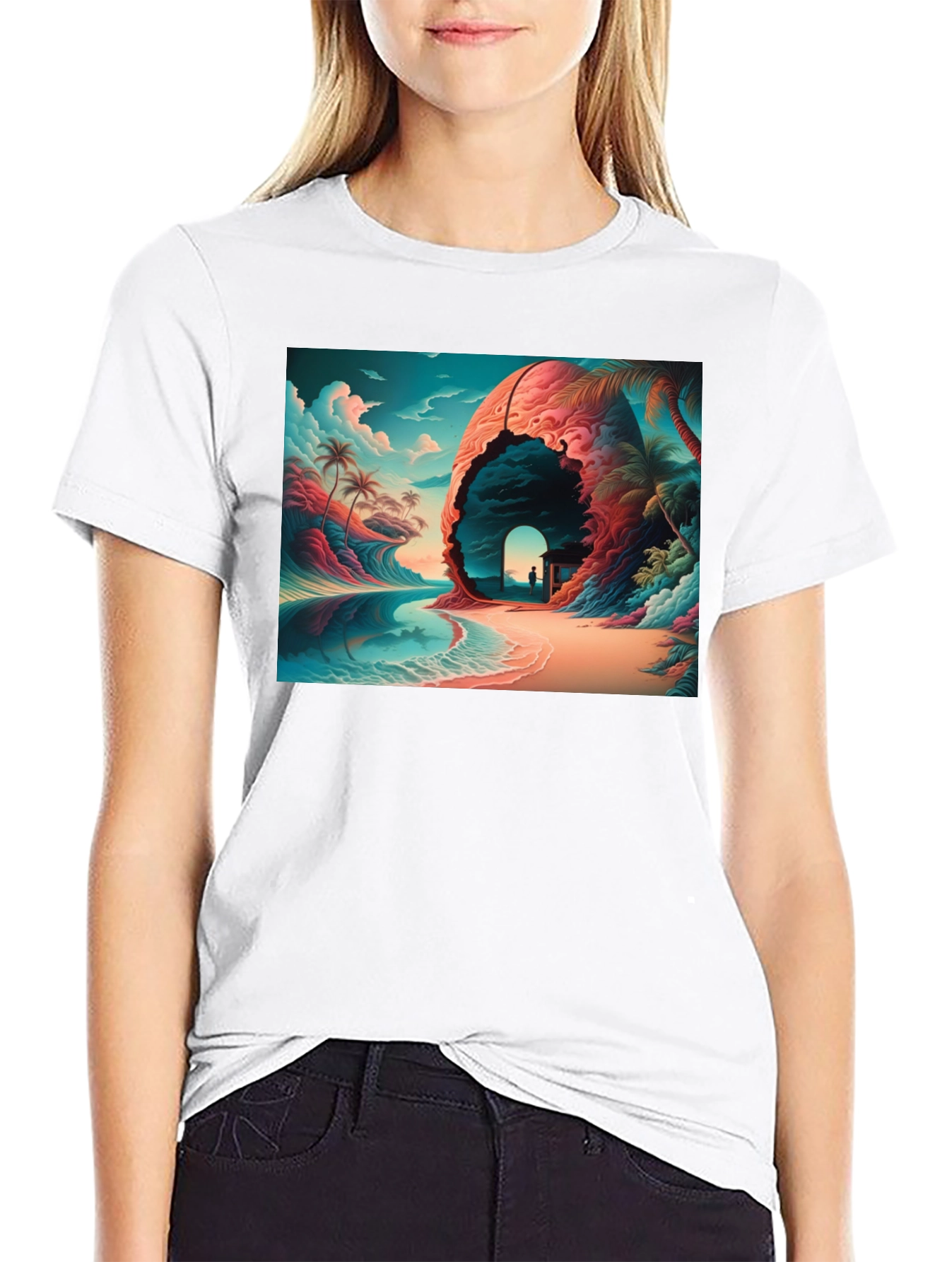 Tropical Dreamscape Black T-Shirt