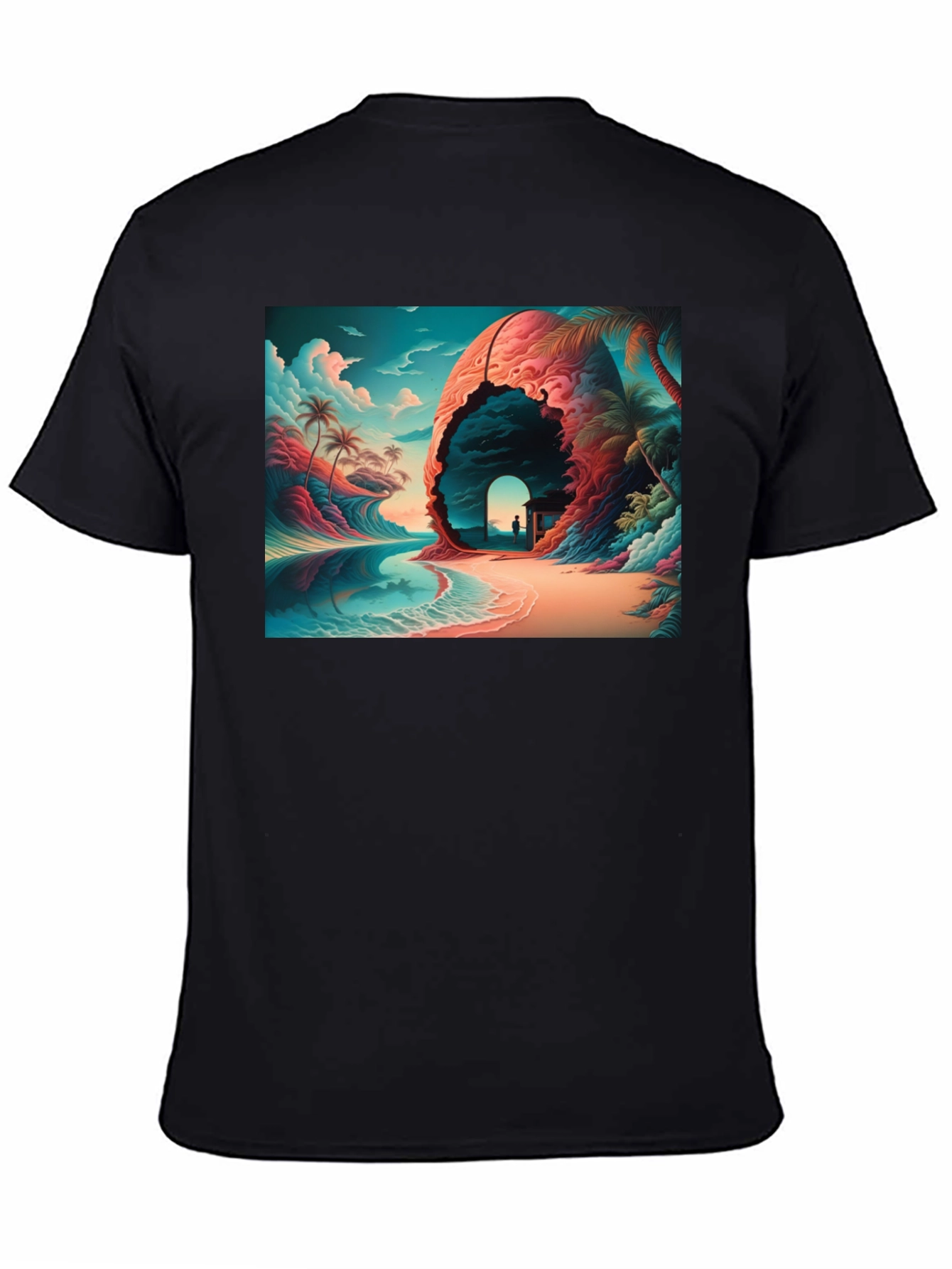 Tropical Dreamscape Black T-Shirt