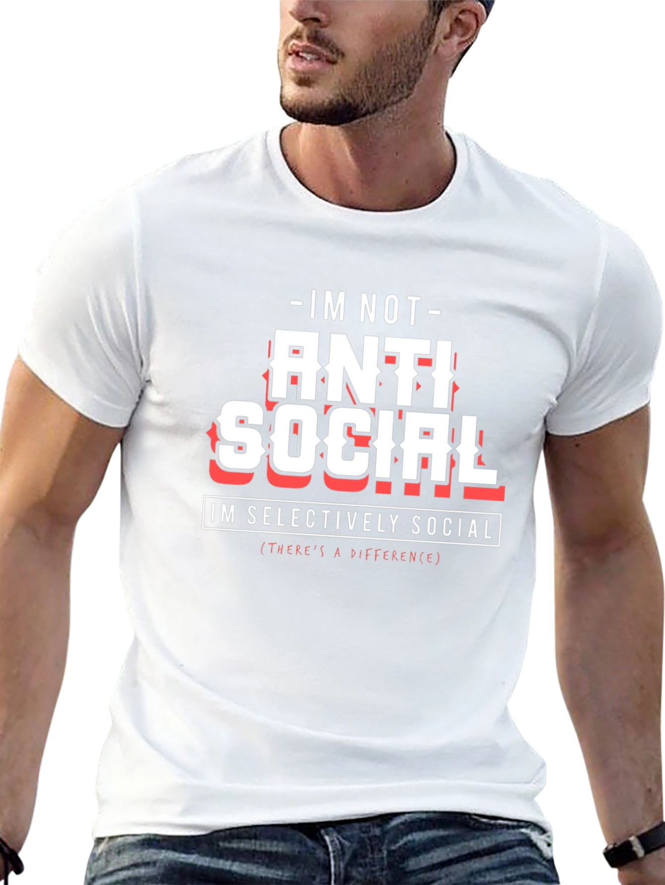 Anti Social Graphic Tee - Selectively Social Statement T-Shirt