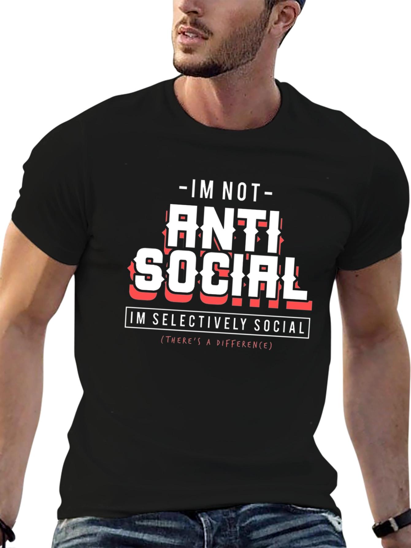Anti Social Graphic Tee - Selectively Social Statement T-Shirt