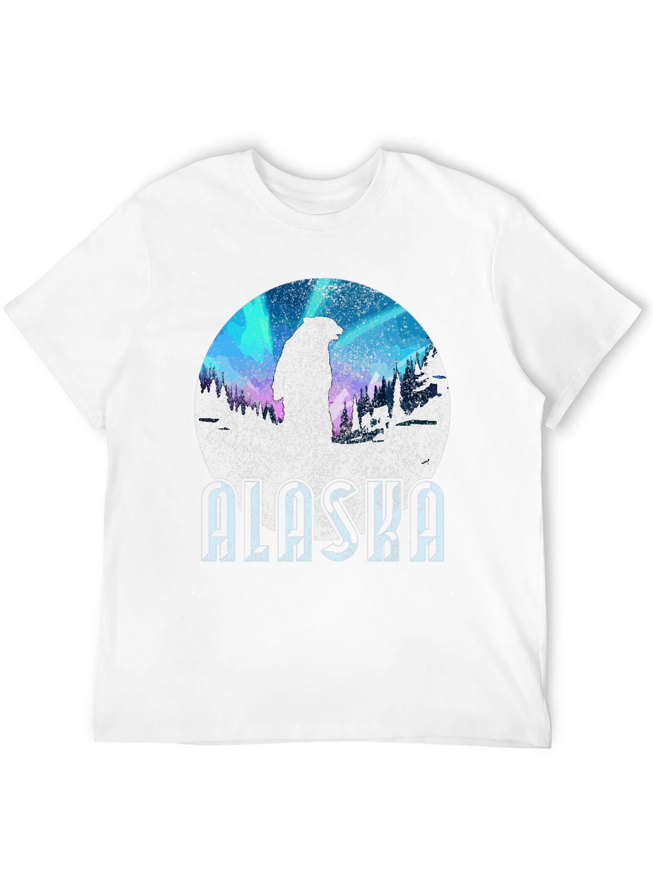 Alaska Bear Graphic Tee - Northern Lights Style