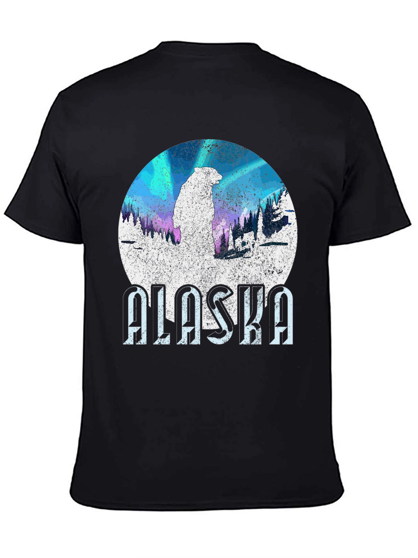 Alaska Bear Graphic Tee - Northern Lights Style