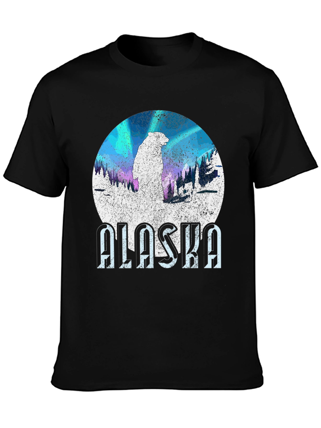 Alaska Bear Graphic Tee - Northern Lights Style