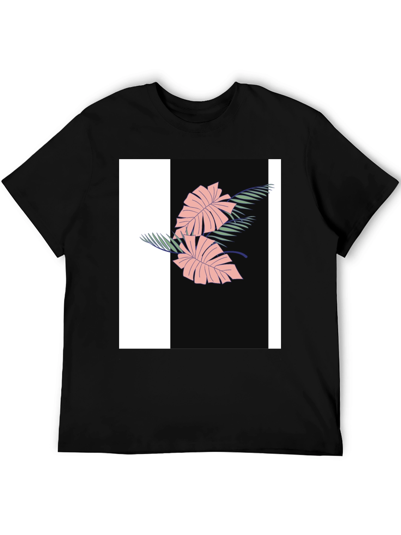 Tropical Leaves Graphic Black T-Shirt