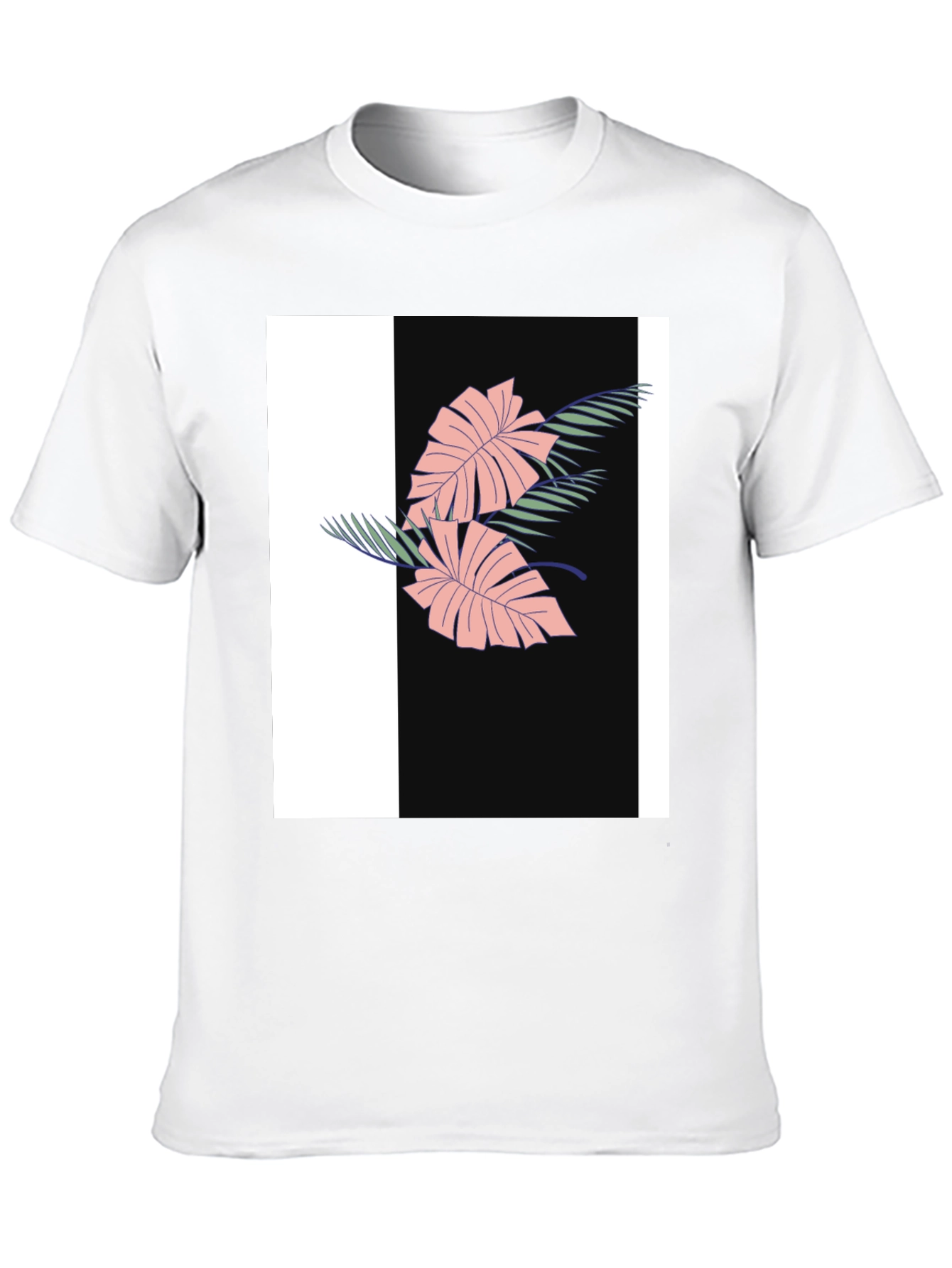 Tropical Leaves Graphic Black T-Shirt