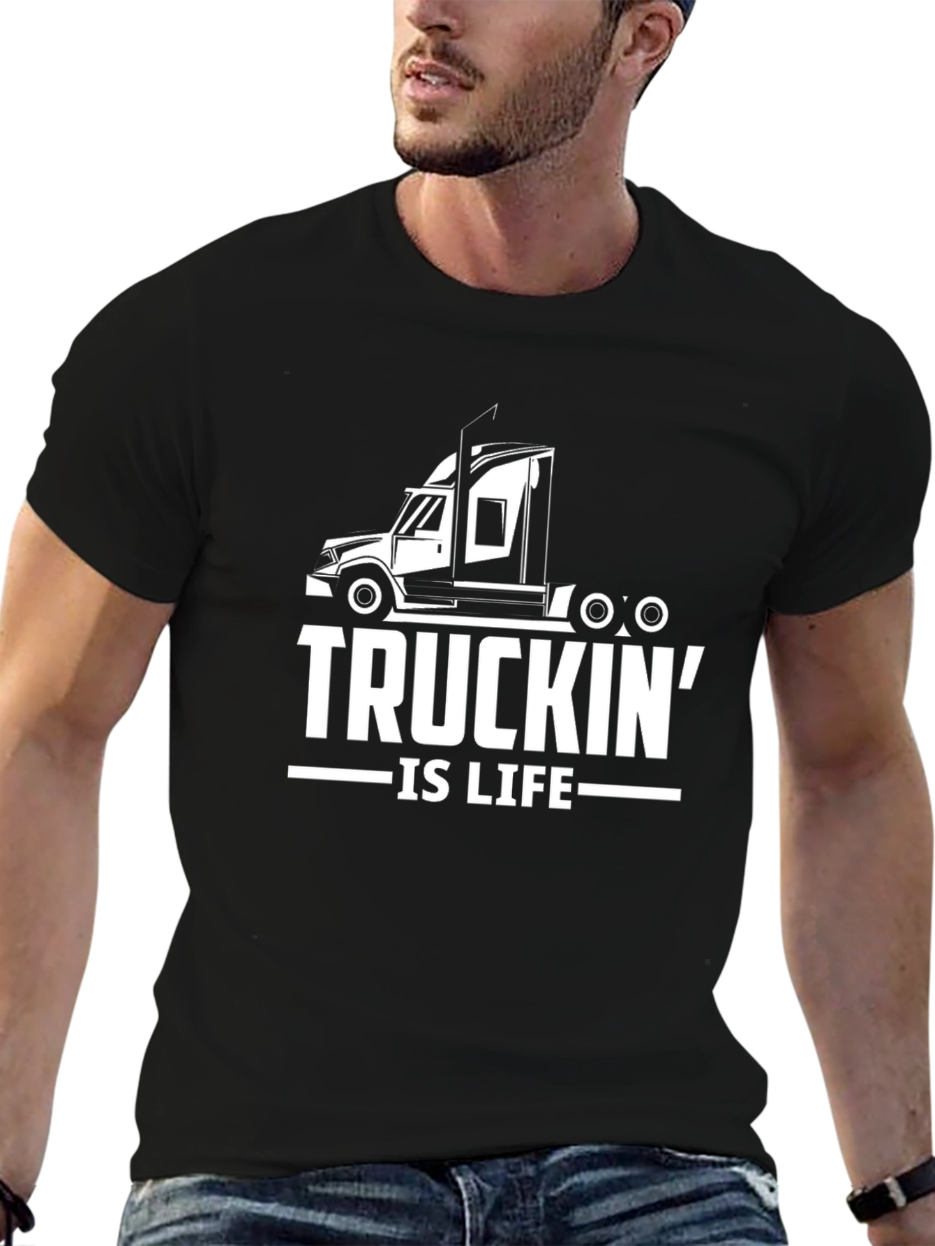 Truckin is Life Black Graphic T-Shirt