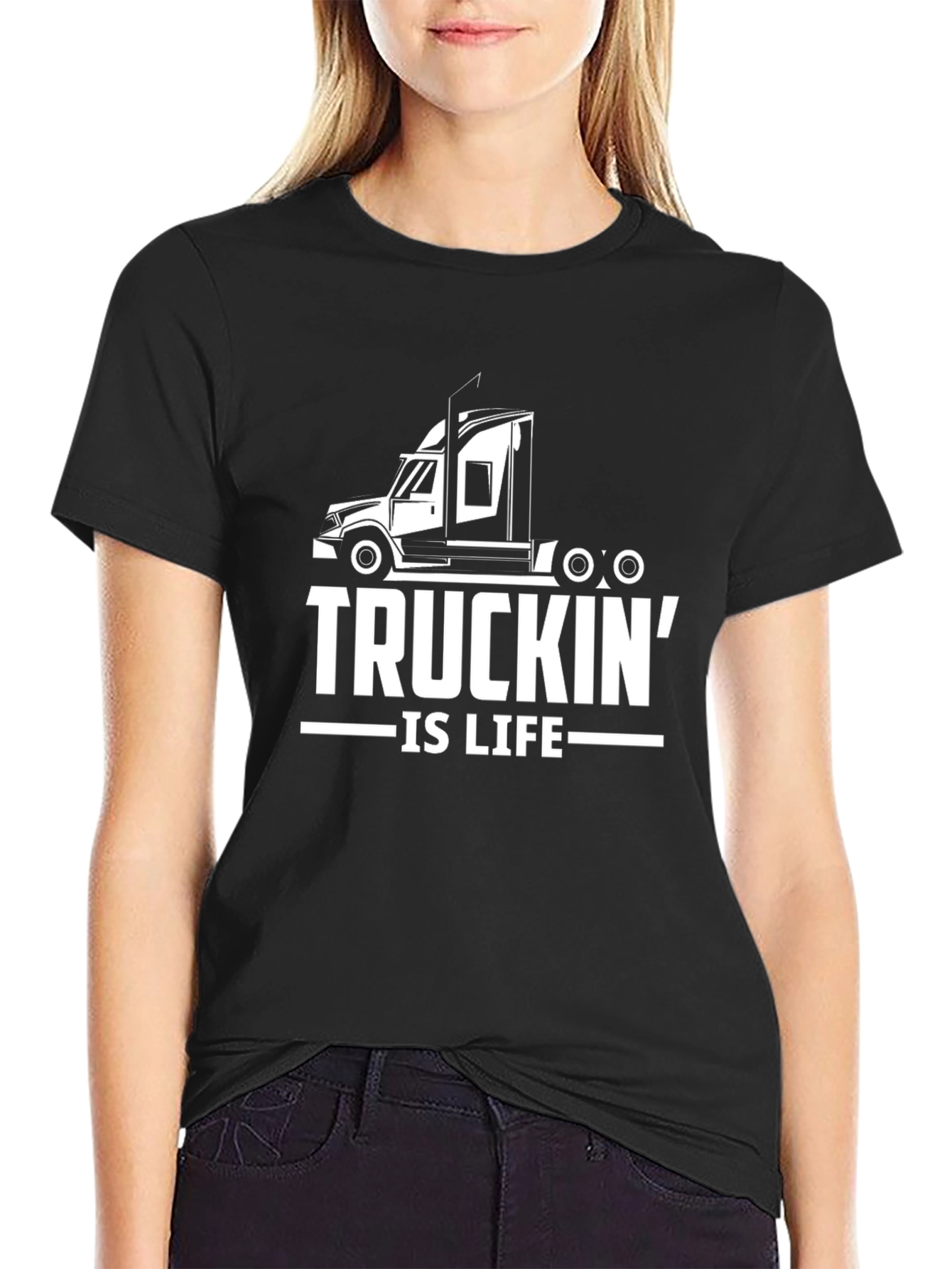 Truckin is Life Black Graphic T-Shirt