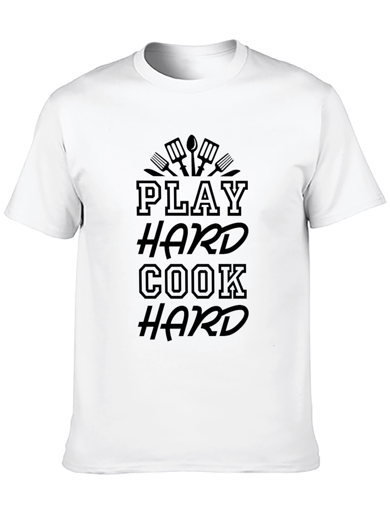 Play Hard Cook Hard Black Graphic Tee