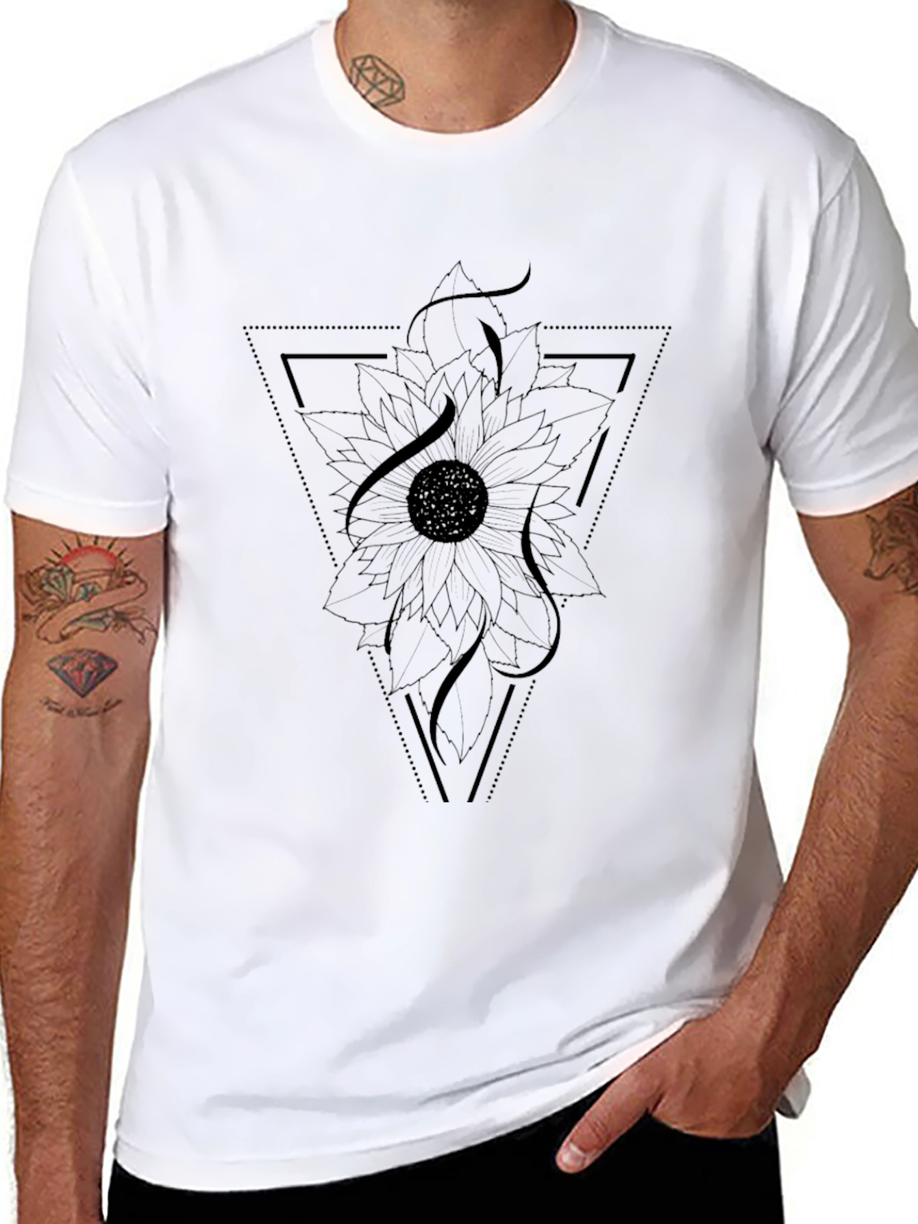 Sunflower Geometric Black T-Shirt