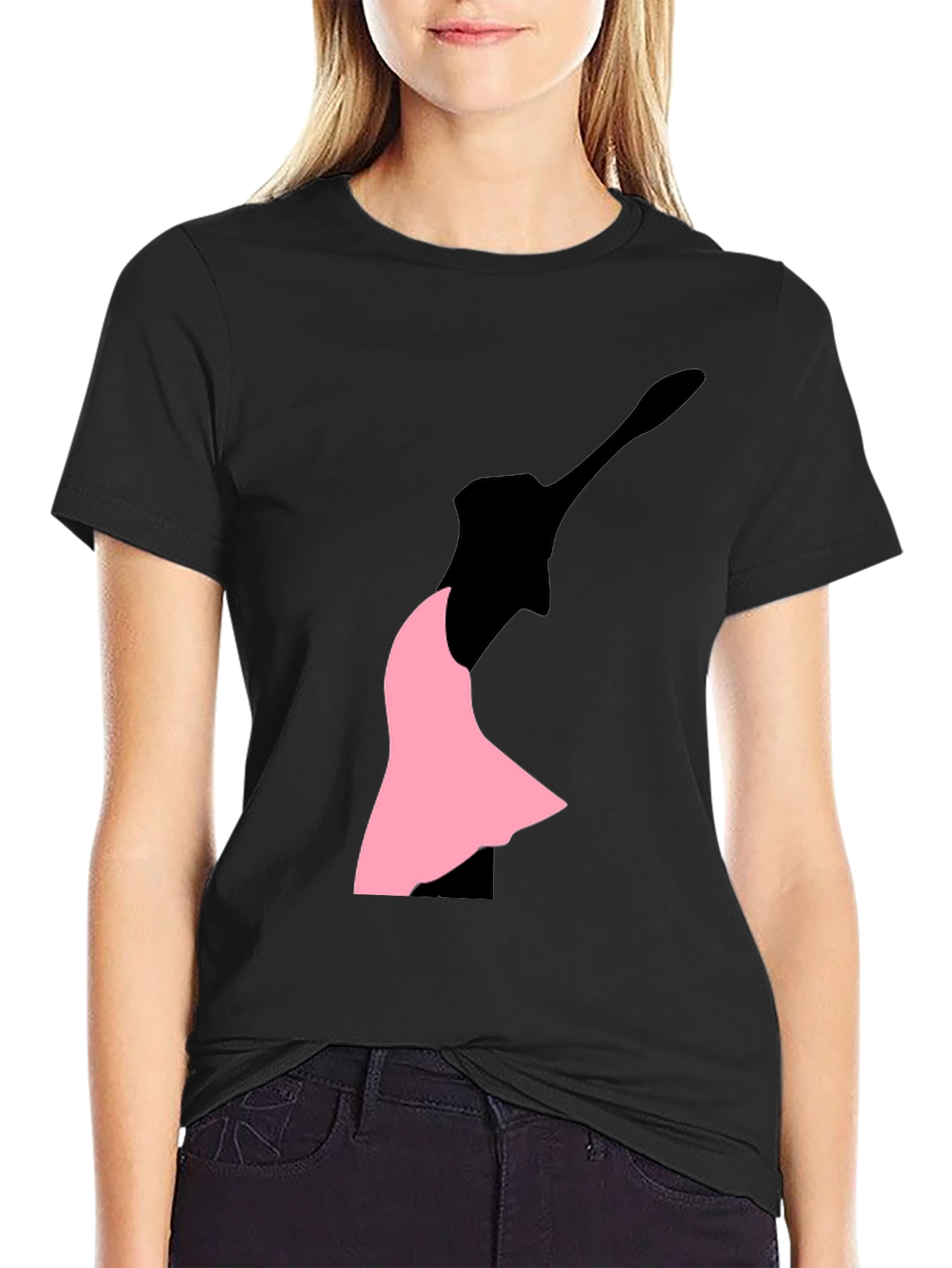Ballet Silhouette Graphic Tee - Black Cotton Blend