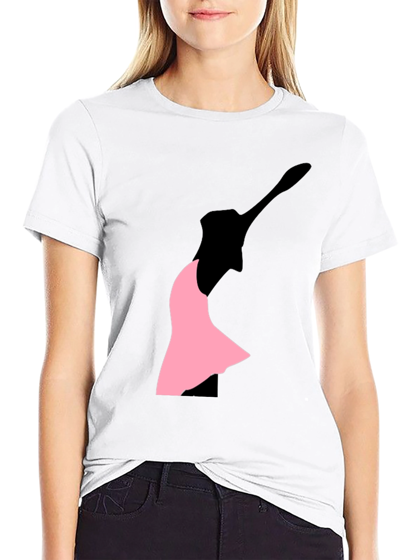 Ballet Silhouette Graphic Tee - Black Cotton Blend