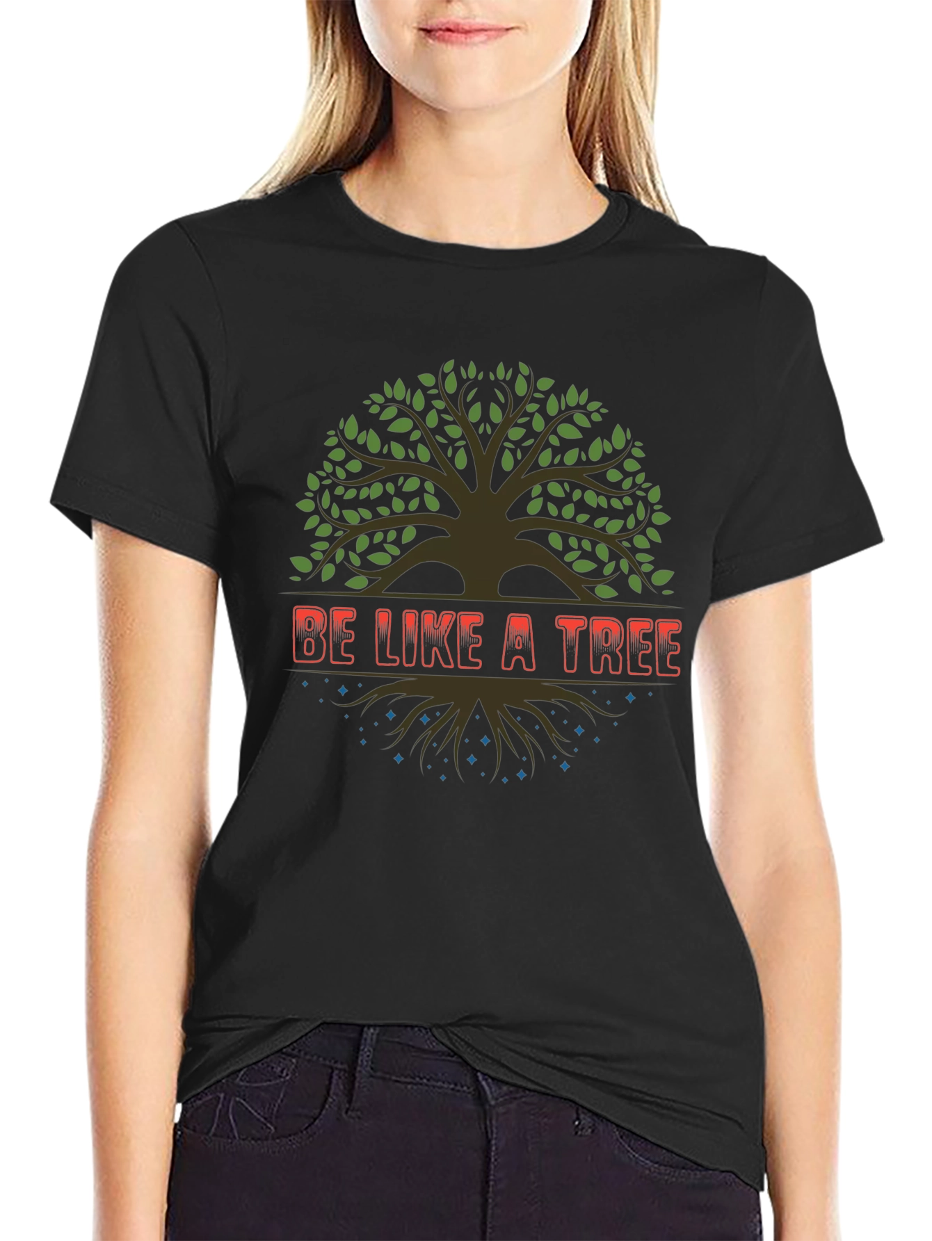Be Like a Tree Black Graphic Tee