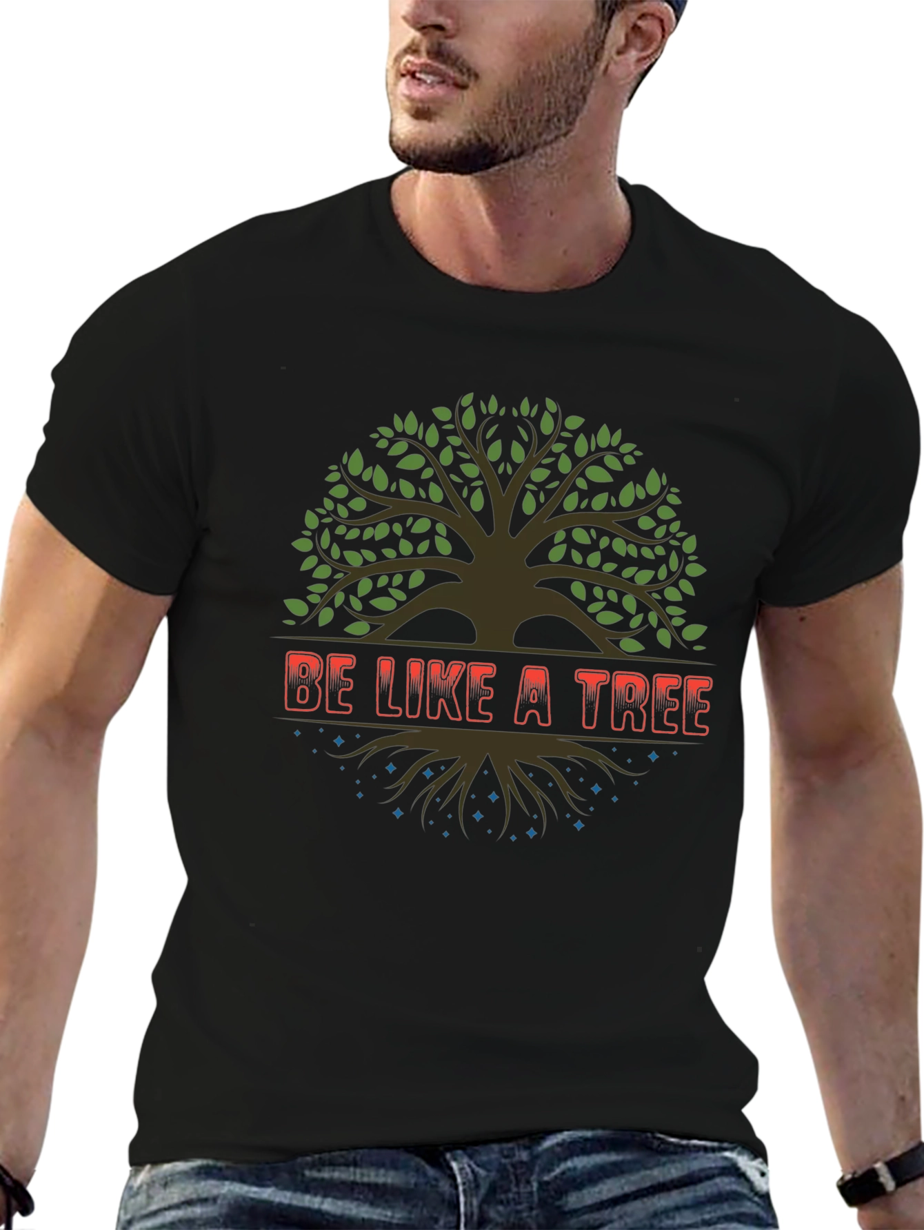 Be Like a Tree Black Graphic Tee