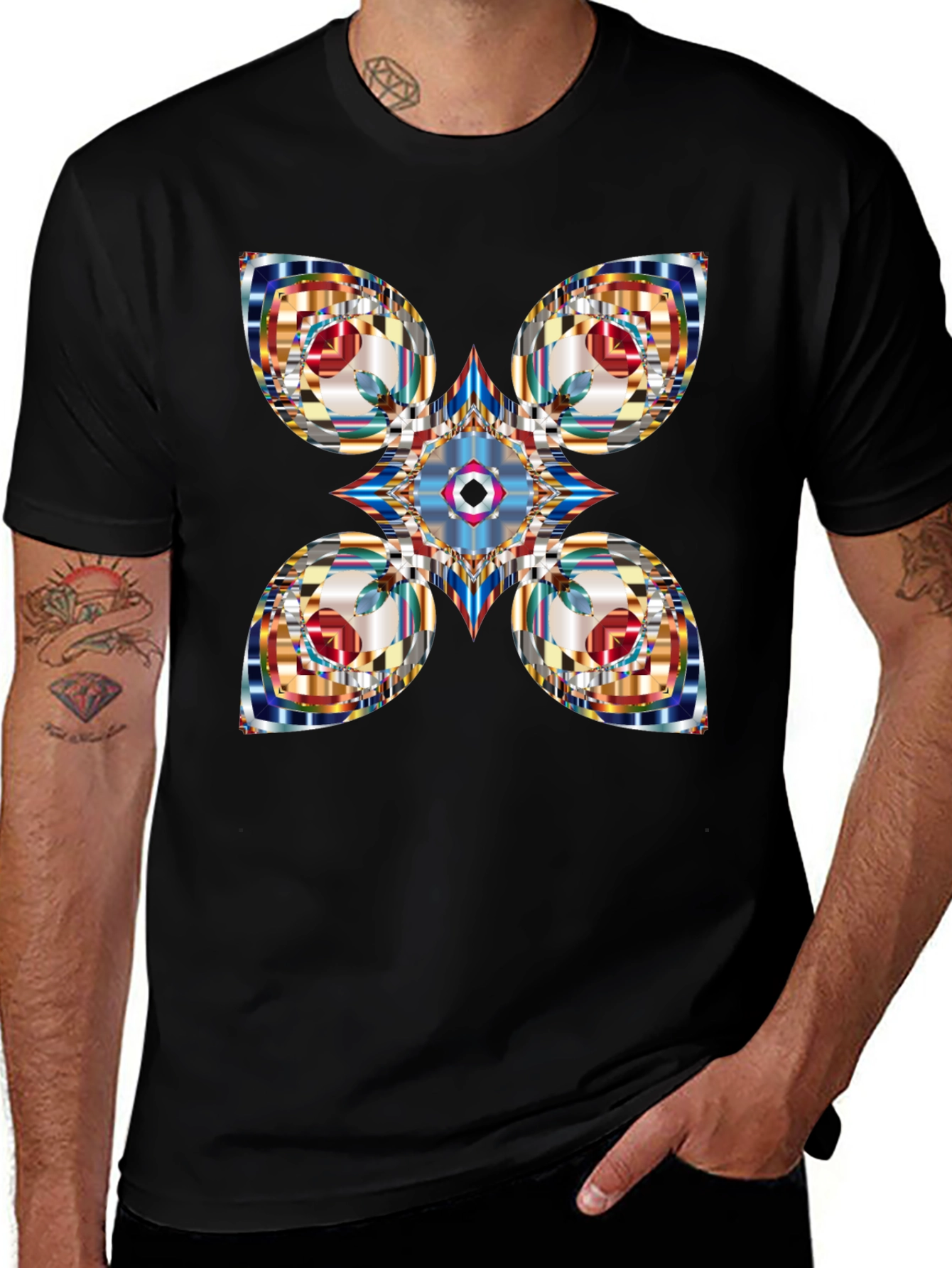 Abstract Geometric Black T-Shirt