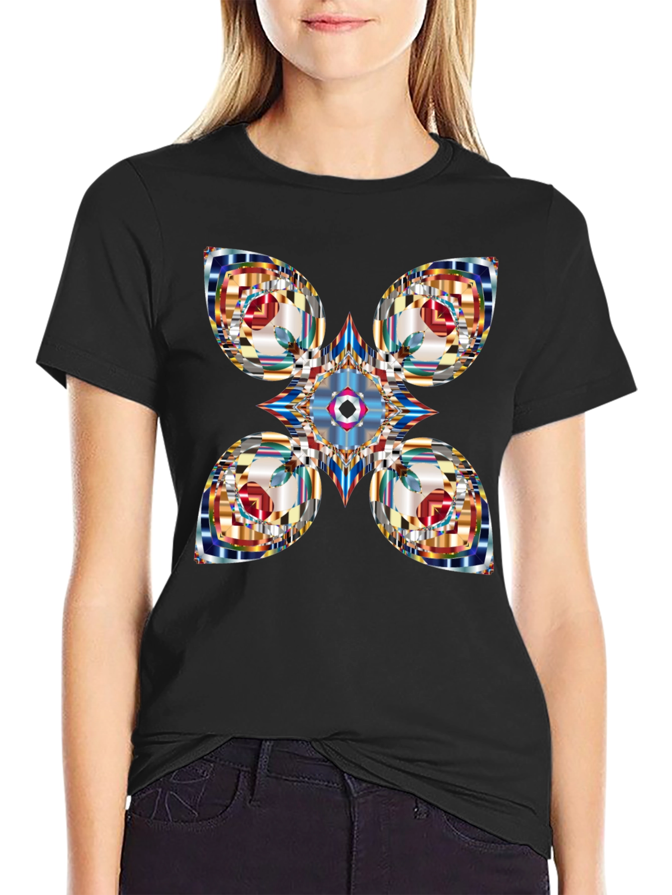 Abstract Geometric Black T-Shirt