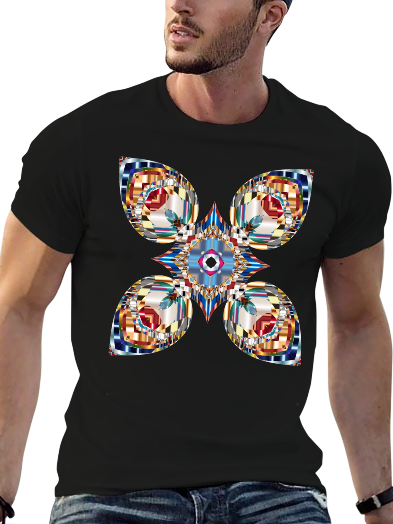 Abstract Geometric Black T-Shirt
