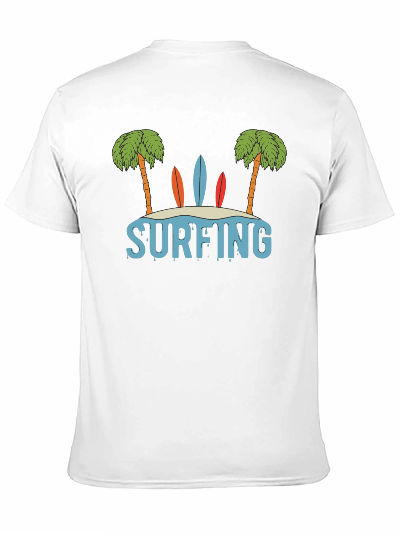 Surfing Beach Palm Tree Graphic T-Shirt