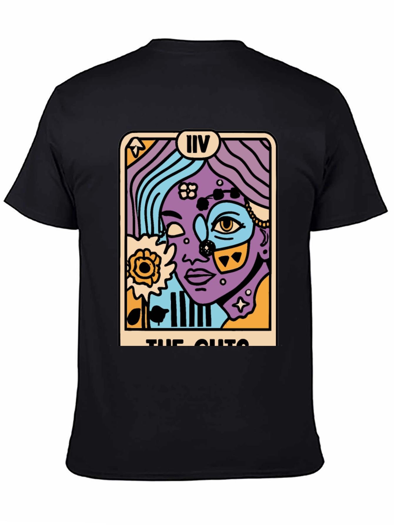 Tarot Card Graphic Print Black T-Shirt