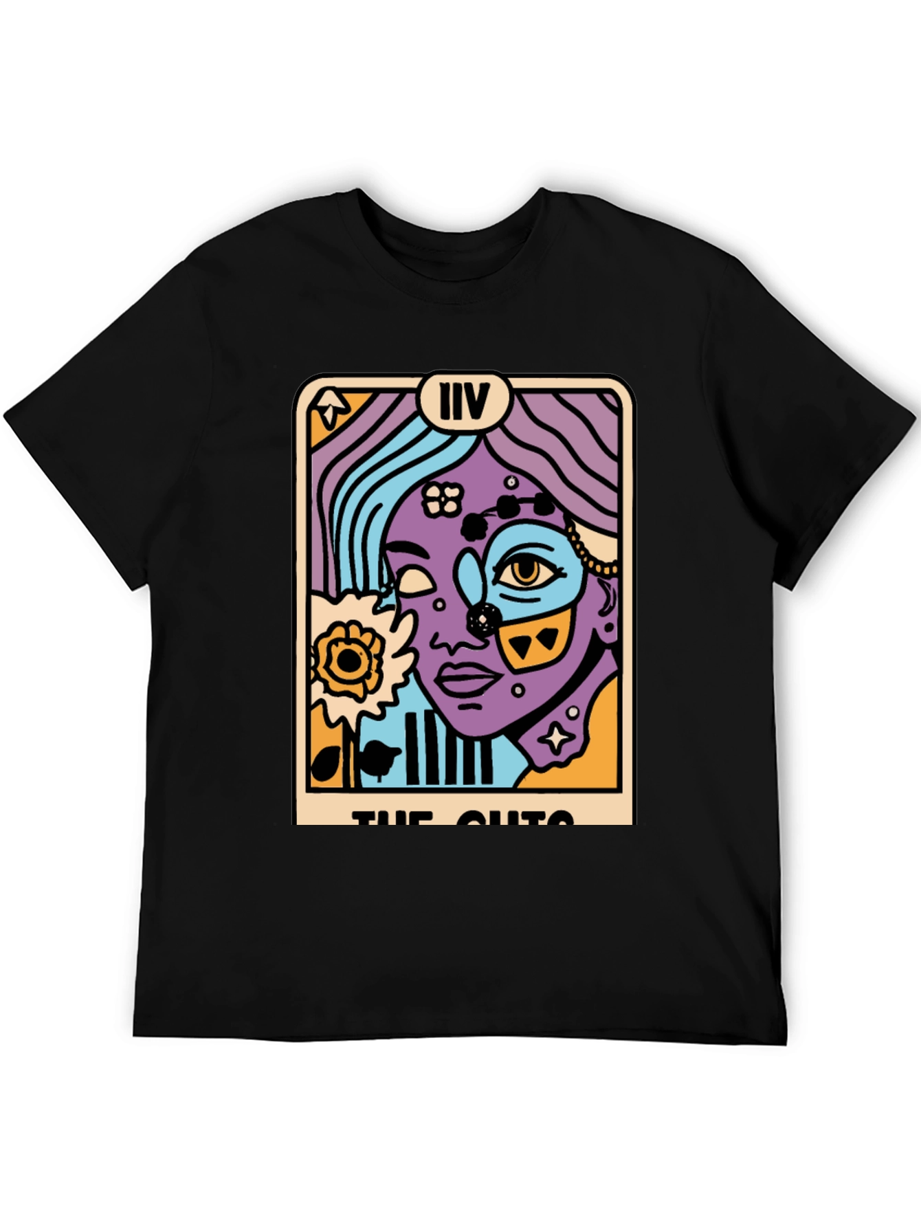 Tarot Card Graphic Print Black T-Shirt