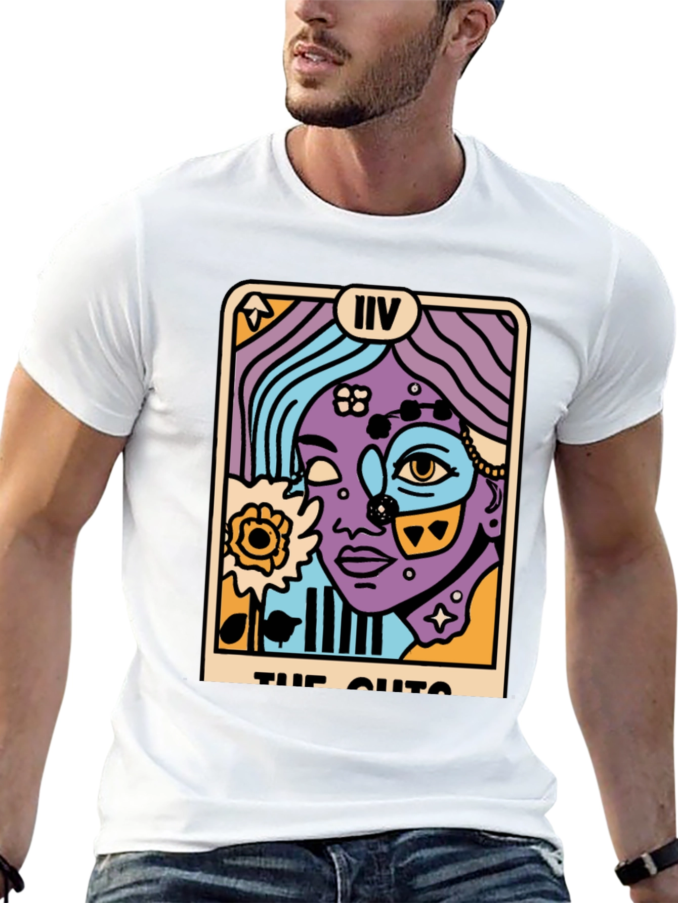 Tarot Card Graphic Print Black T-Shirt