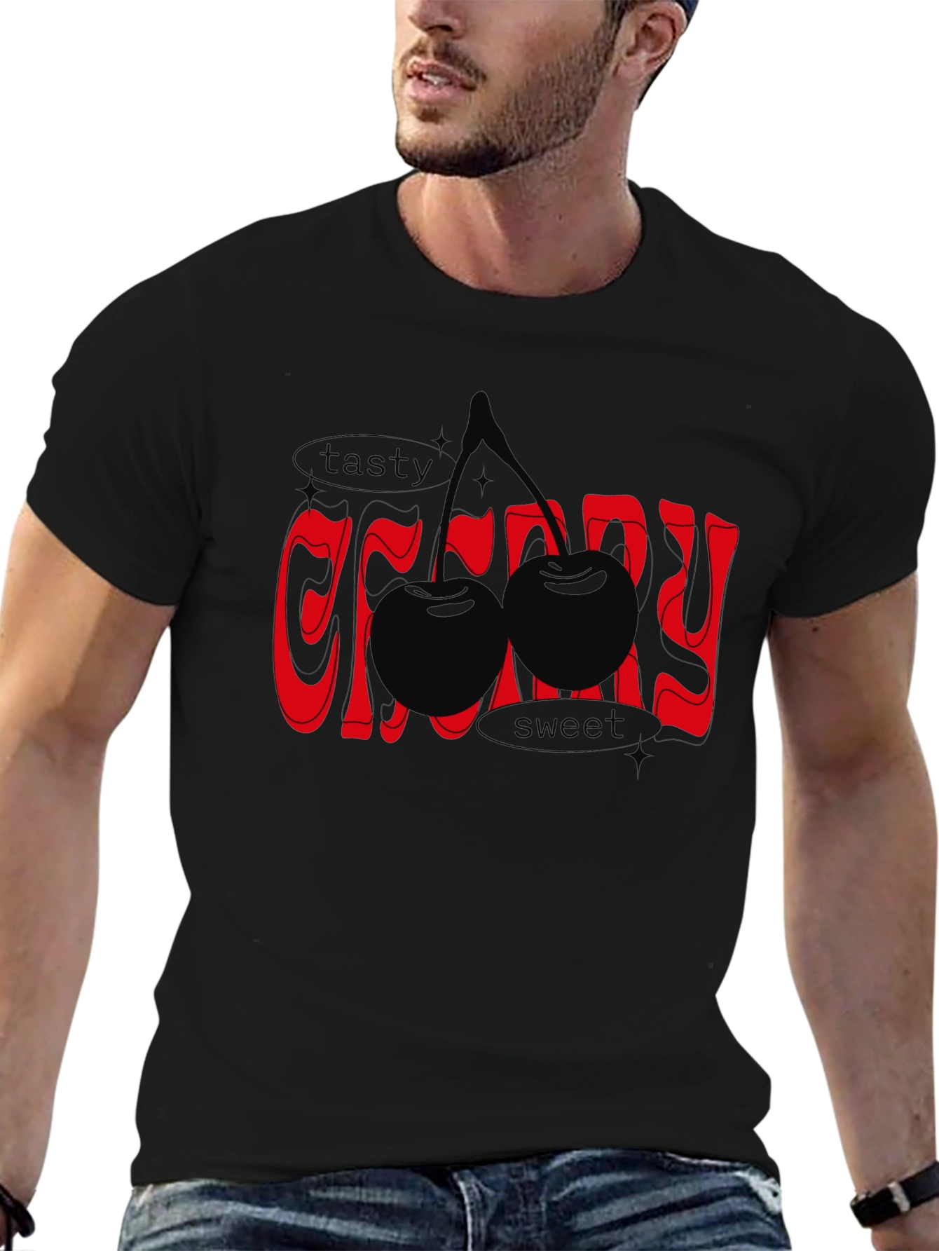 Tasty Cherry Graphic Tee - Unisex Black T-Shirt
