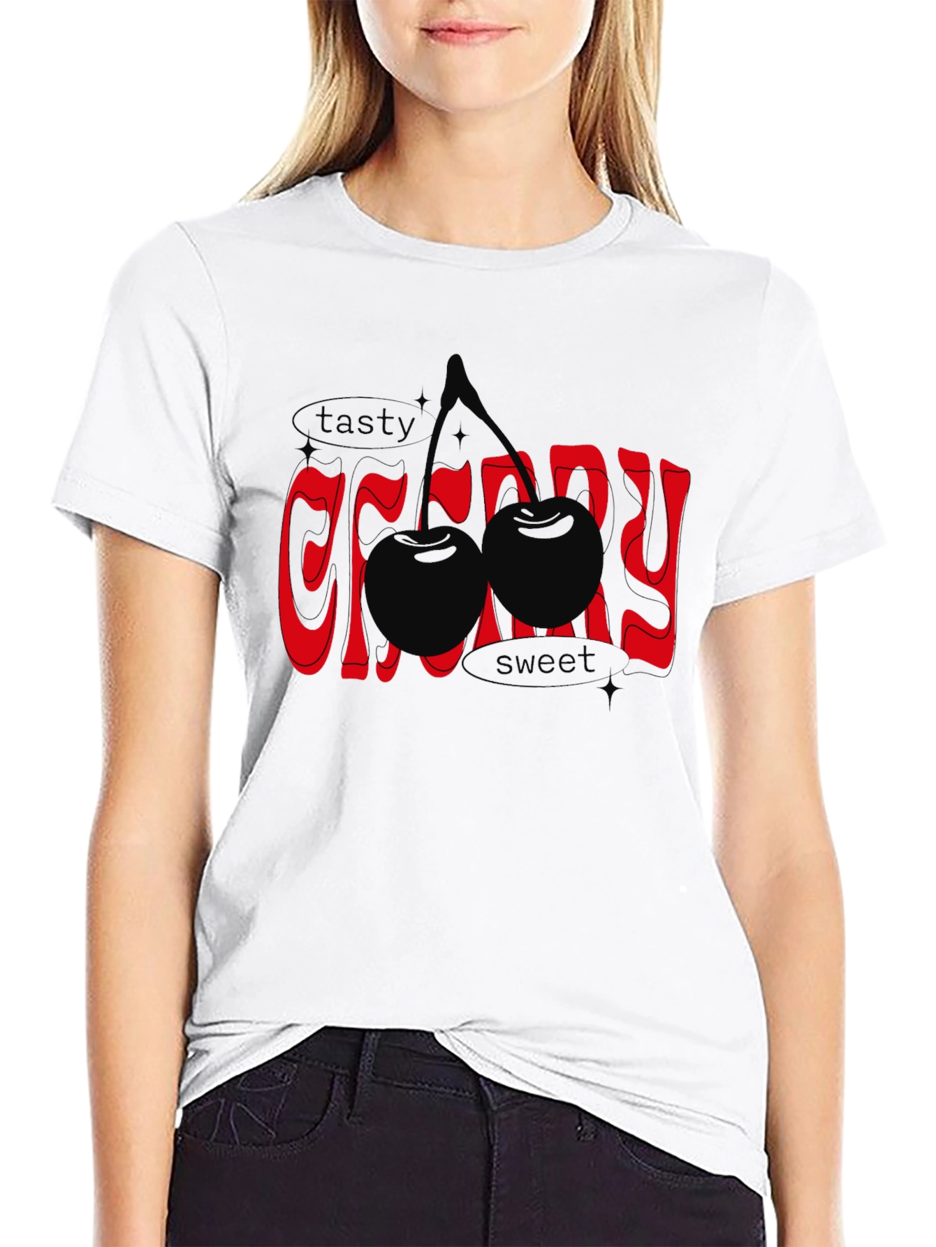 Tasty Cherry Graphic Tee - Unisex Black T-Shirt