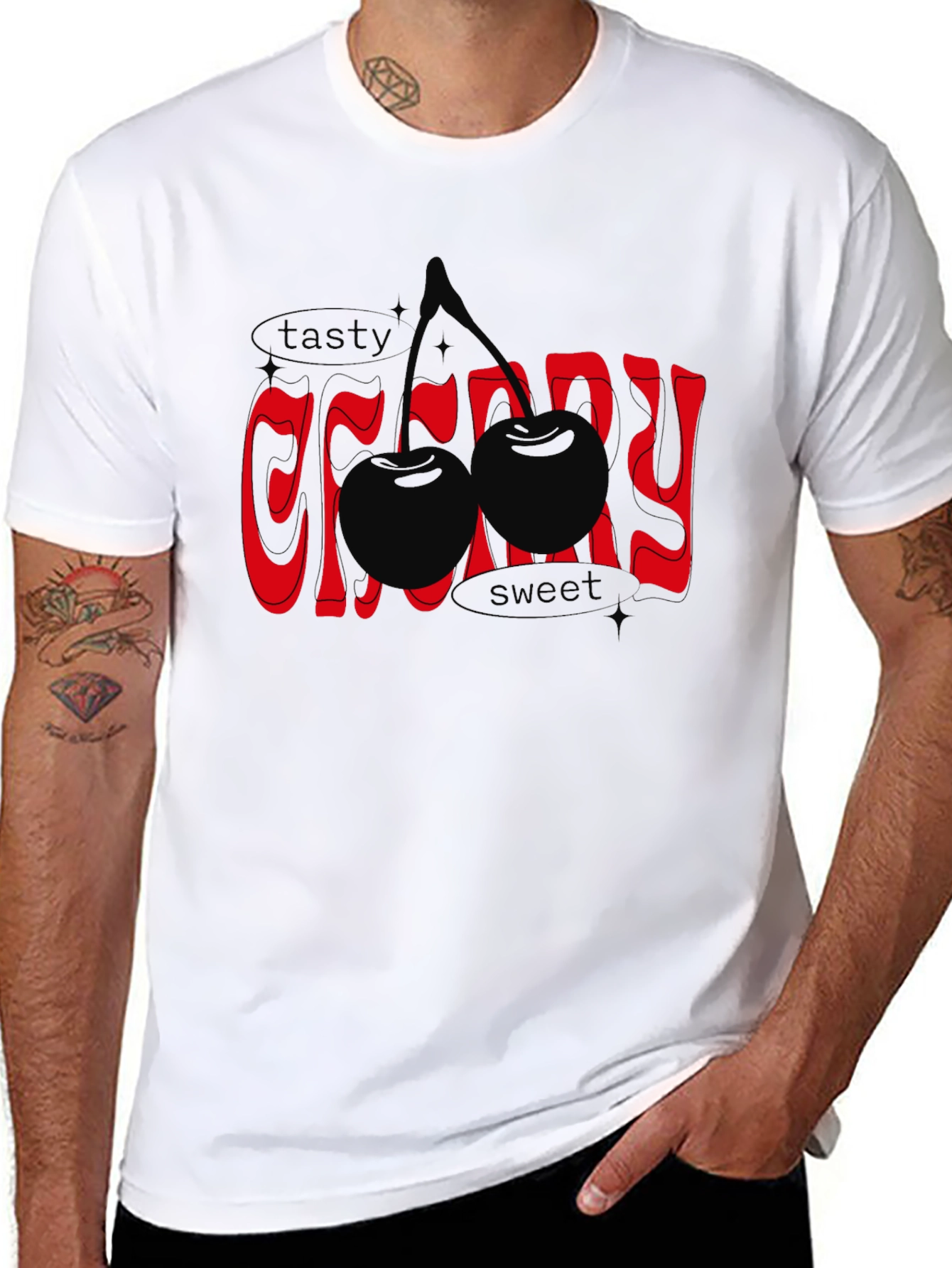 Tasty Cherry Graphic Tee - Unisex Black T-Shirt