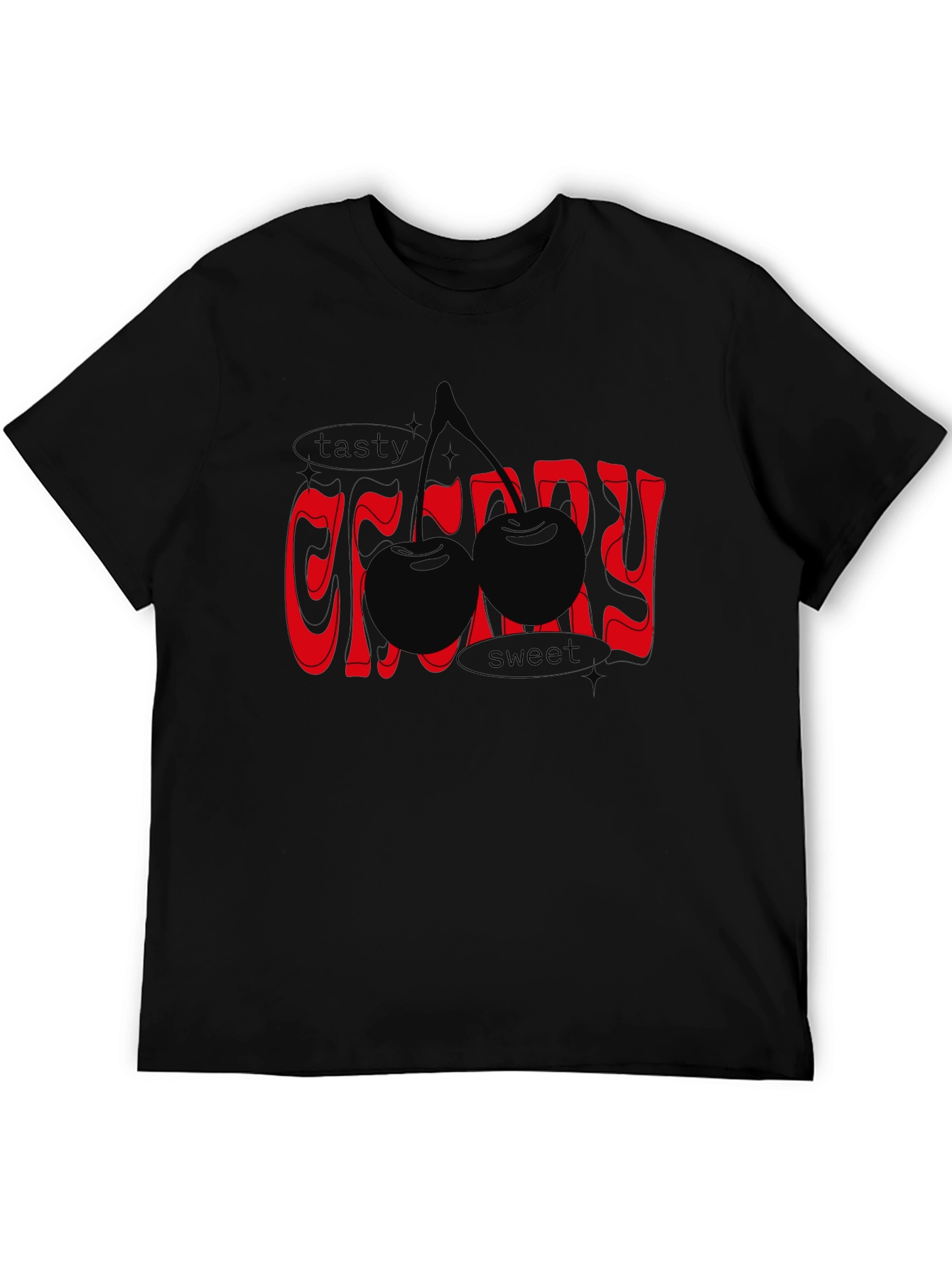 Tasty Cherry Graphic Tee - Unisex Black T-Shirt