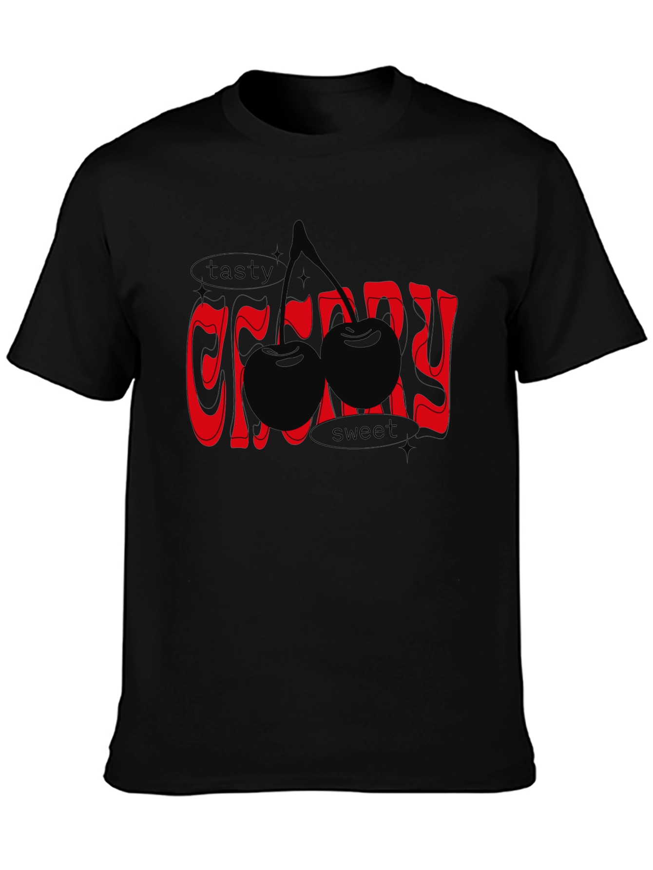 Tasty Cherry Graphic Tee - Unisex Black T-Shirt