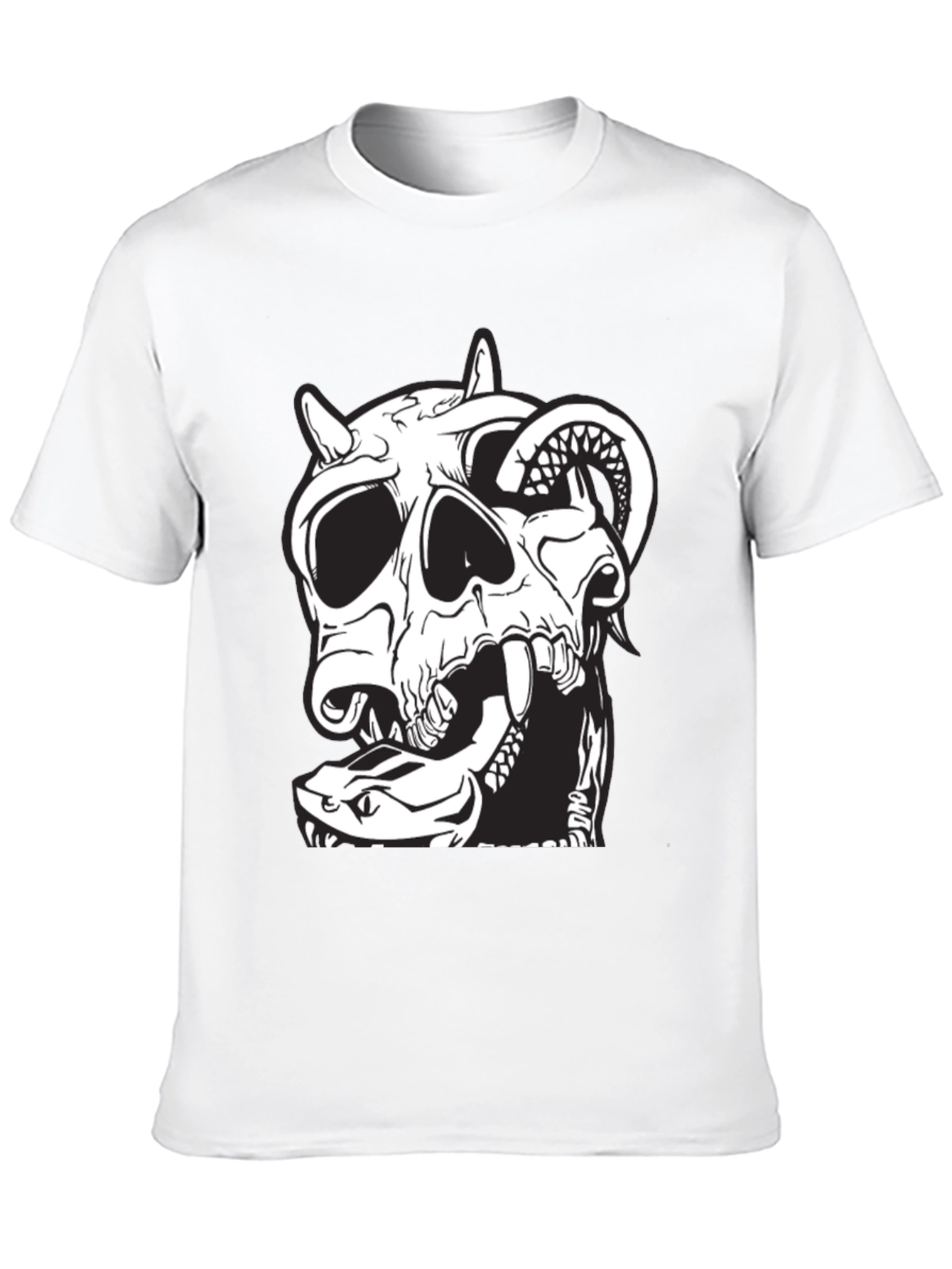 Skull & Snake Graphic Tee - Black Cotton