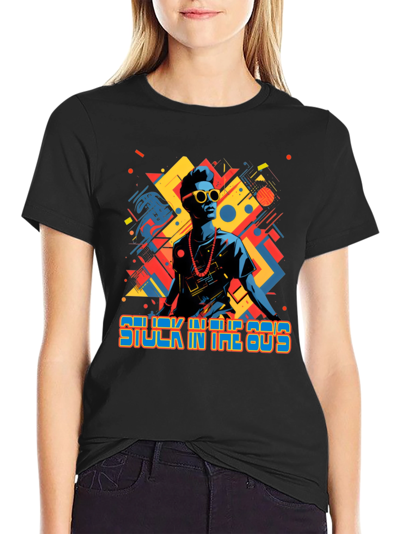 Stuck in the 80s Retro Graphic Tee - Black