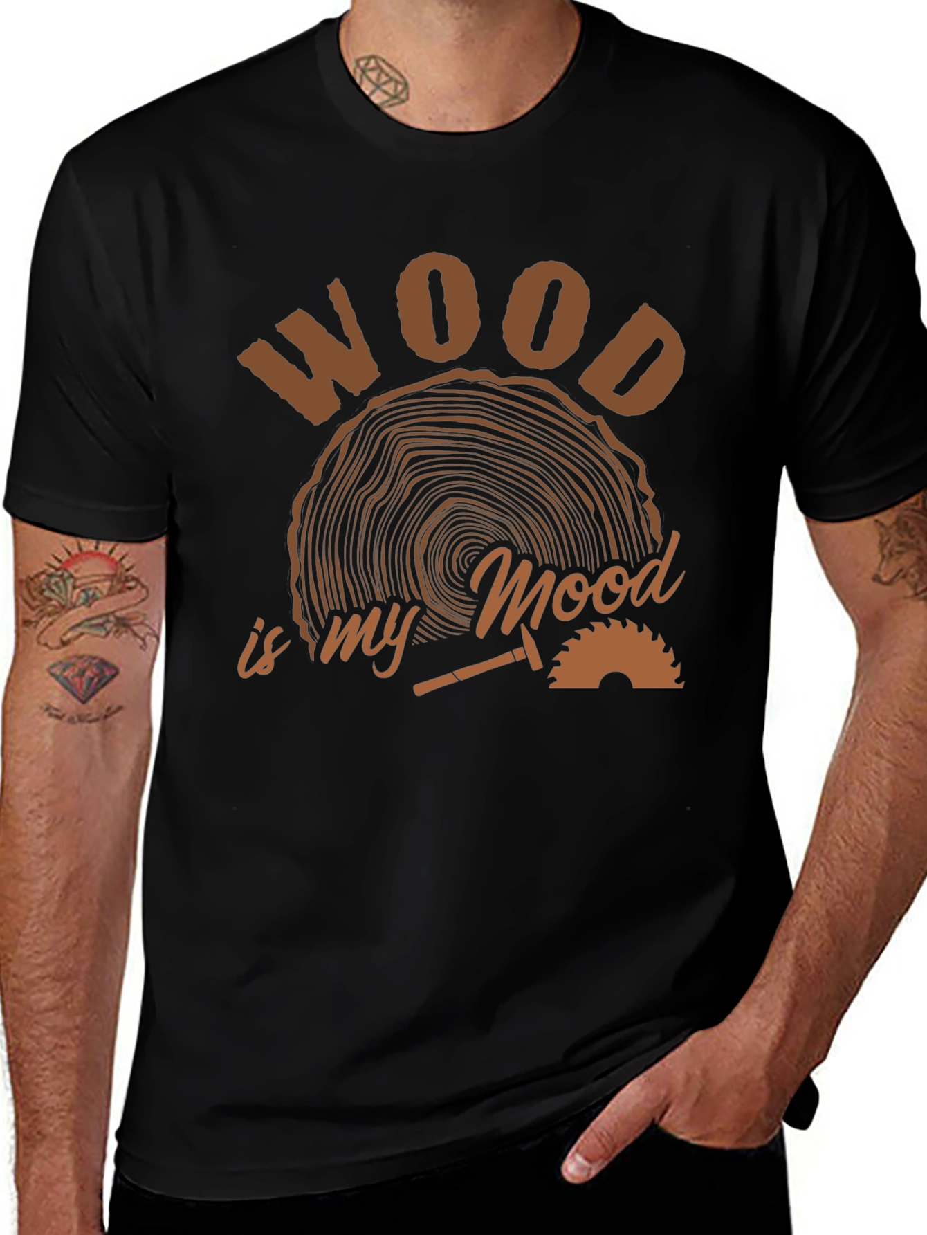 Wood is My Mood Black T-Shirt