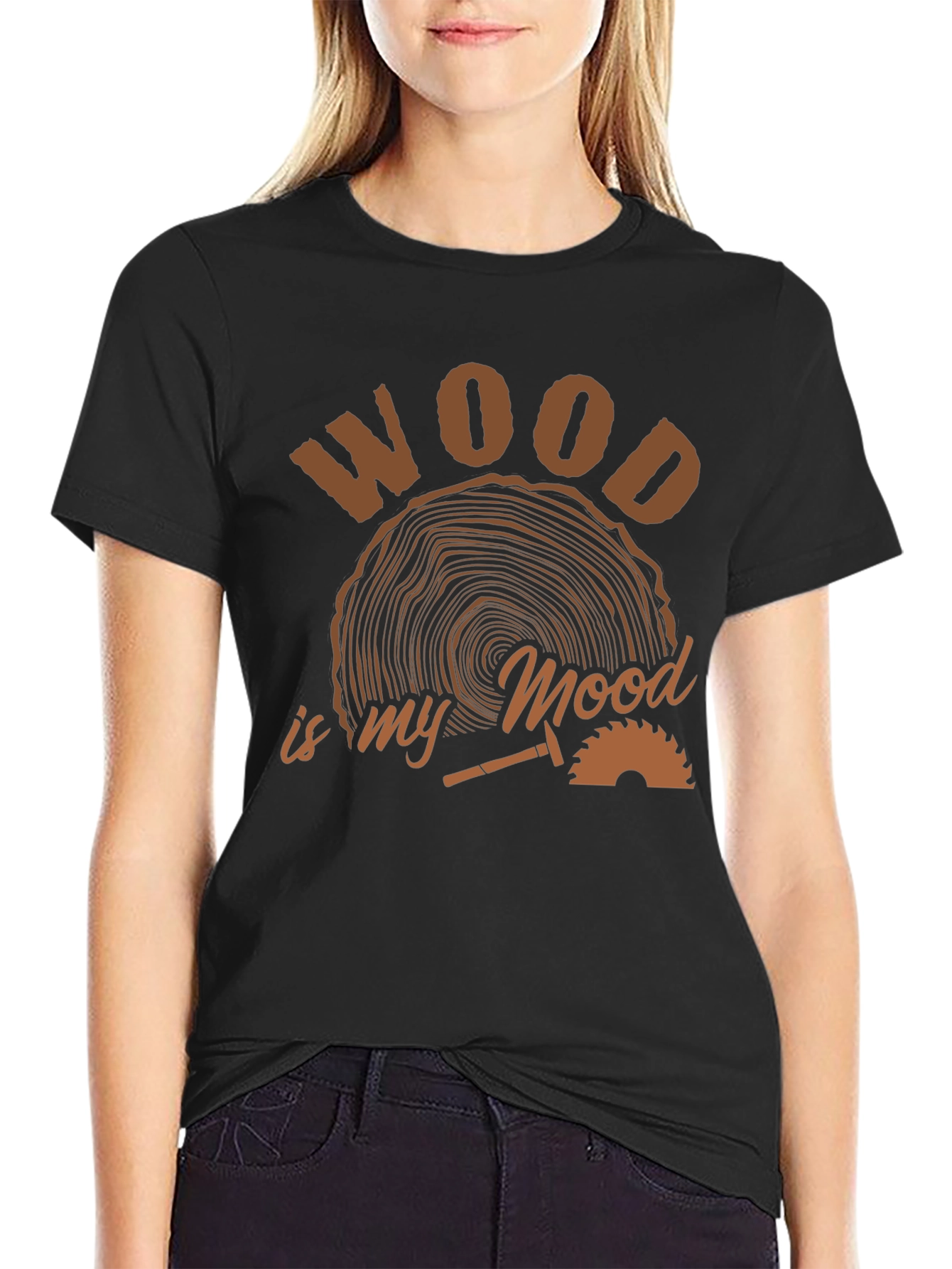 Wood is My Mood Black T-Shirt