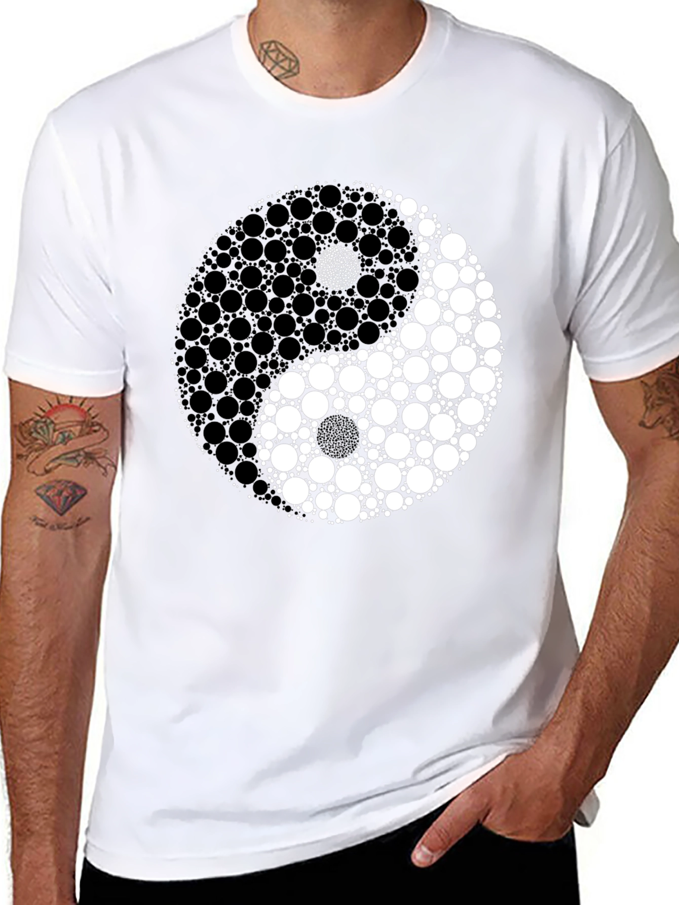 Yin Yang Circle Graphic Black T-Shirt