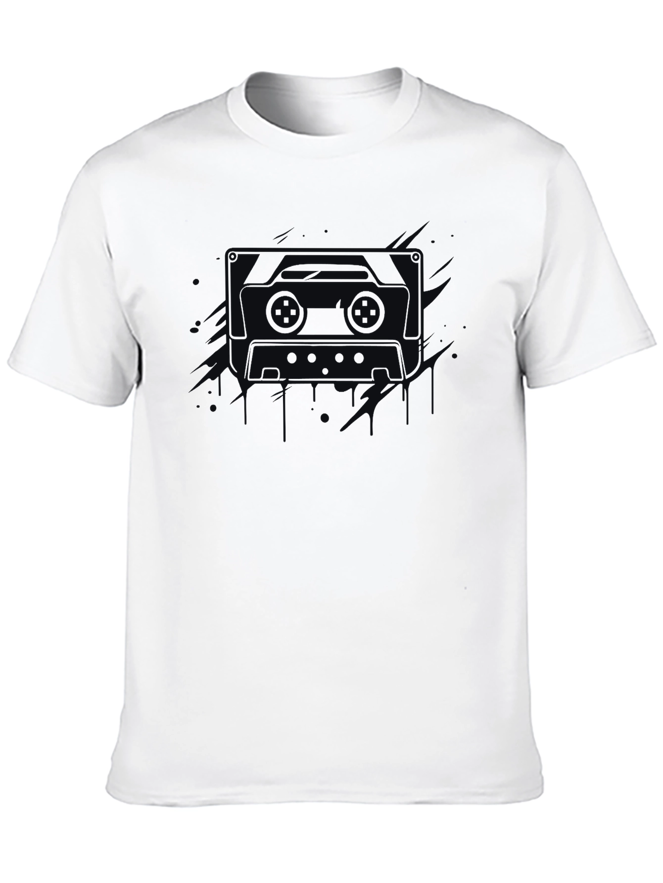 Retro Cassette Tape Graphic Tee - Mens Black T-Shirt