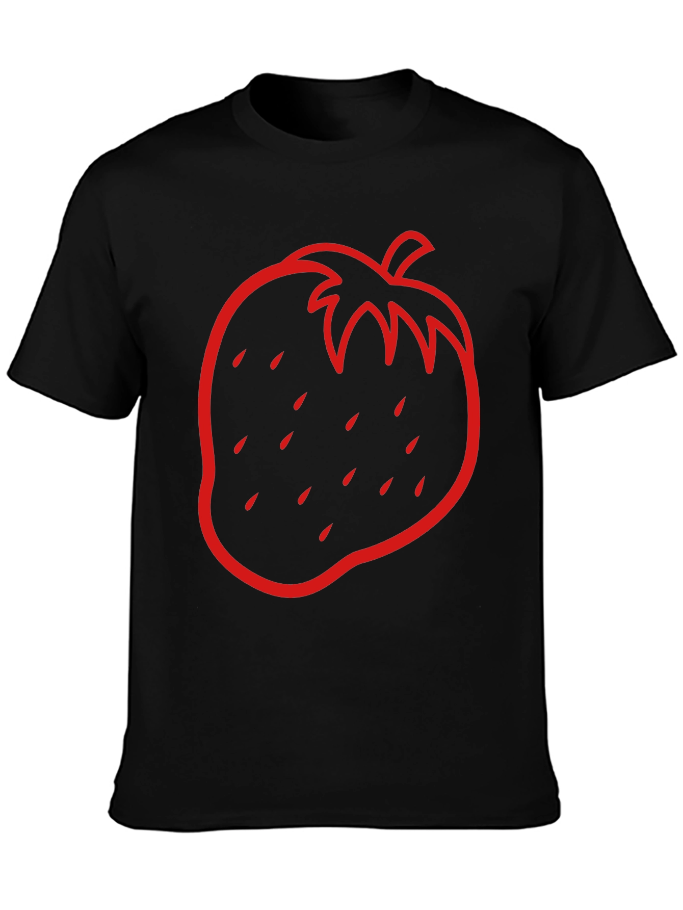 Strawberry Outline Graphic Tee - Black