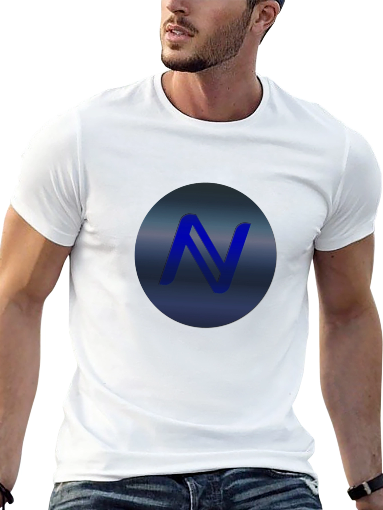 Stylish Black T-Shirt with Blue N Logo