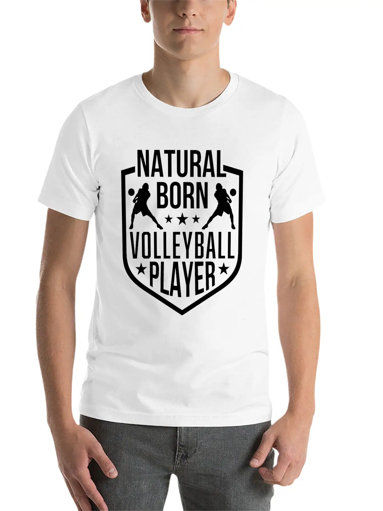 Natural Born Volleyball Player Funny Lightweight Cotton T-Shirt – Daily Comfort Graphic Shirt
