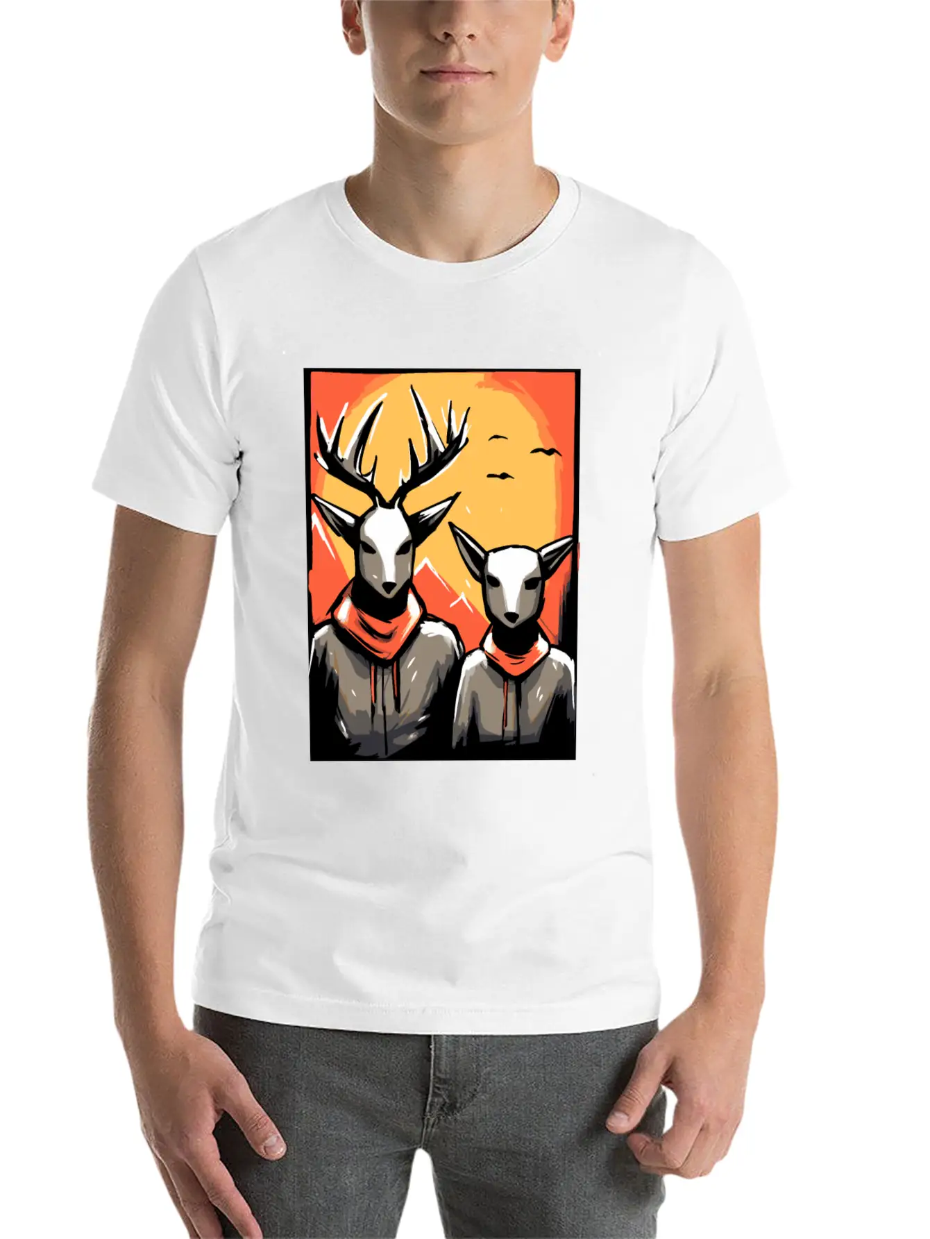 Nature And A Couple Of Deer Soft Cotton Short Sleeve Tee – Unisex Wardrobe Staple