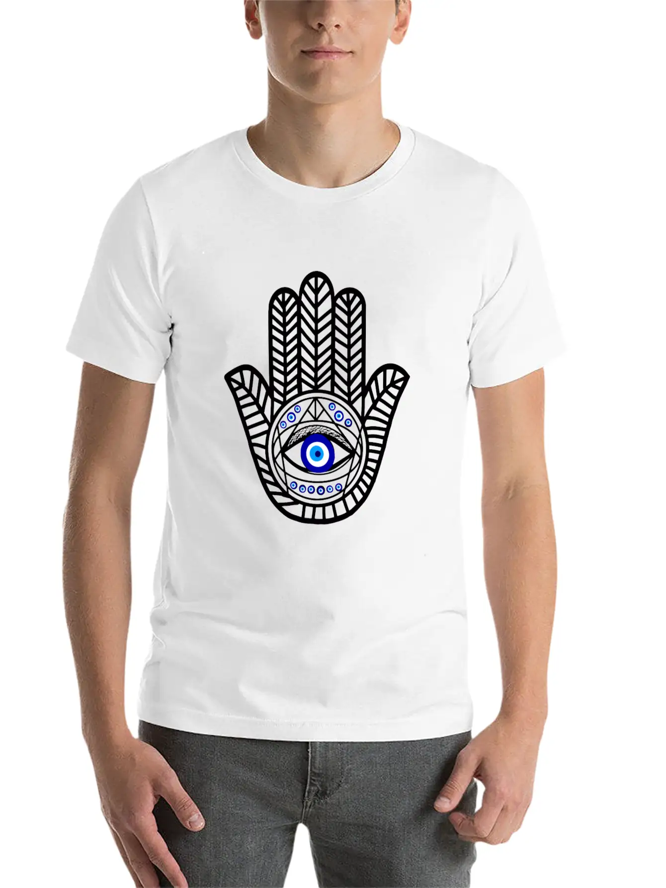 Nazar Turkish Eye Evil Eye Protection Hand Of Hams Soft Cotton Short Sleeve Tee – Unisex Wardrobe Staple