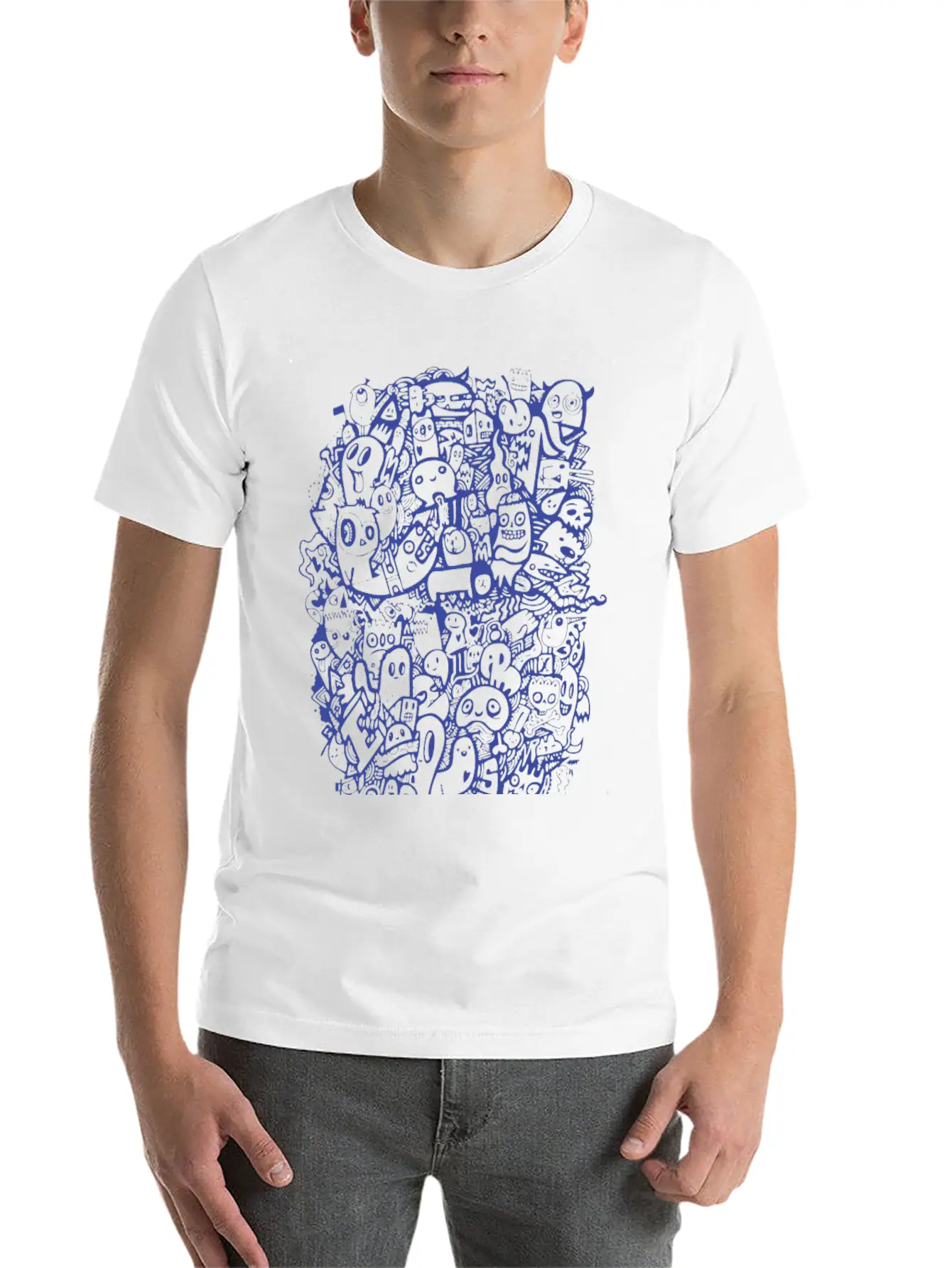 New Design Blue Doodle Best Seller Basic Graphic T-Shirt – Daily Comfort In Soft Cotton