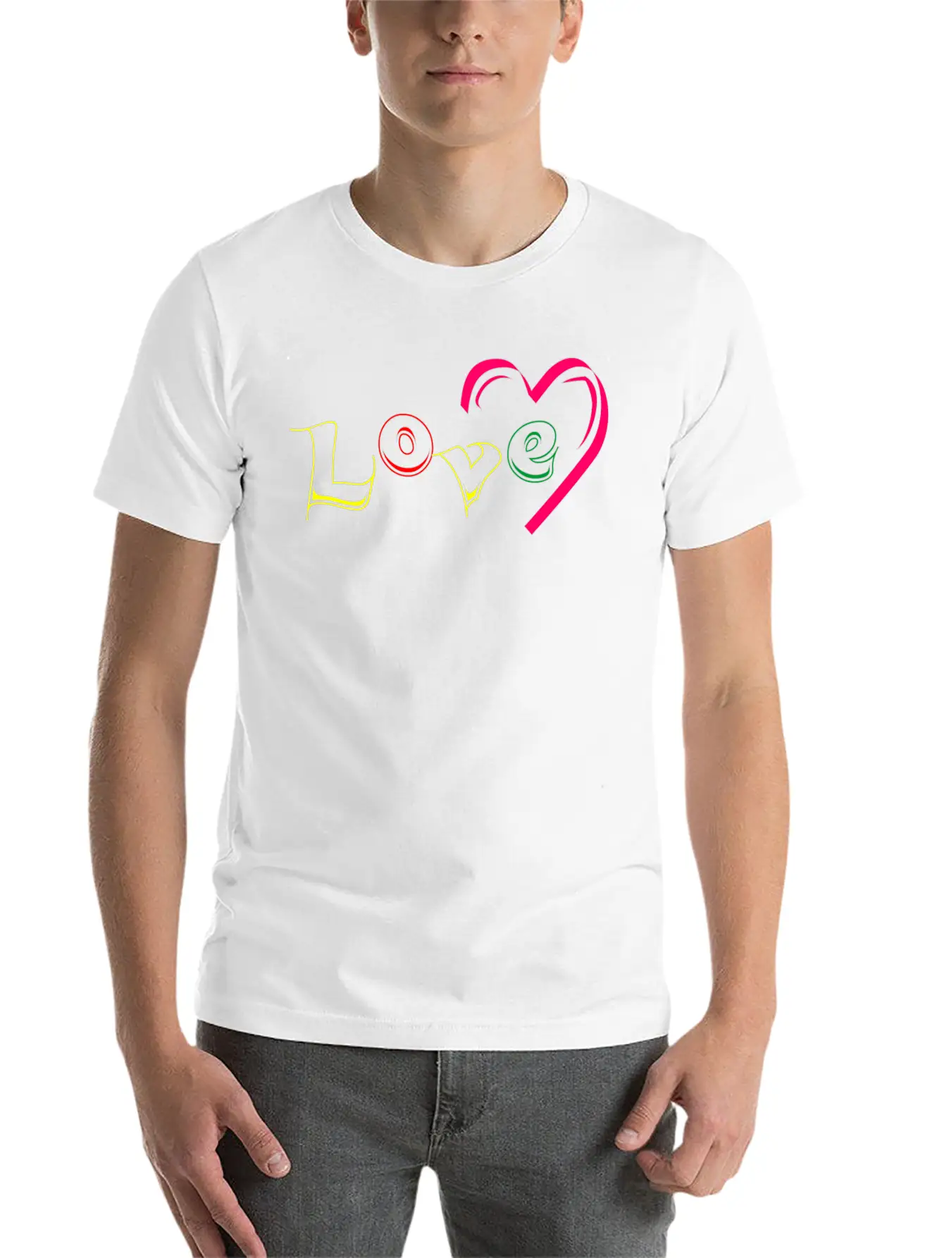 New T-shirt Love Writing With Love Ornamen Essential Cotton Tee For Daily Outfits – Unisex Style