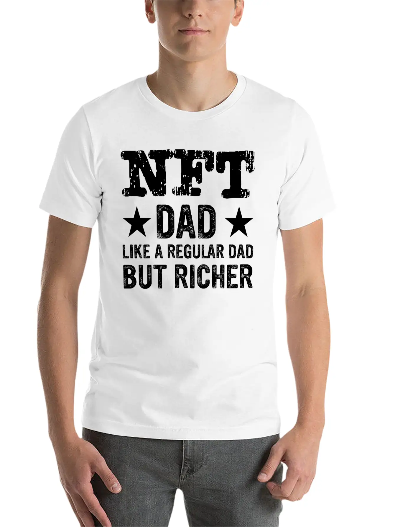 NFT Dad Like A Regular Dad But Richer Crypto Humor Modern Fit Casual T-Shirt – Clean And Versatile Design
